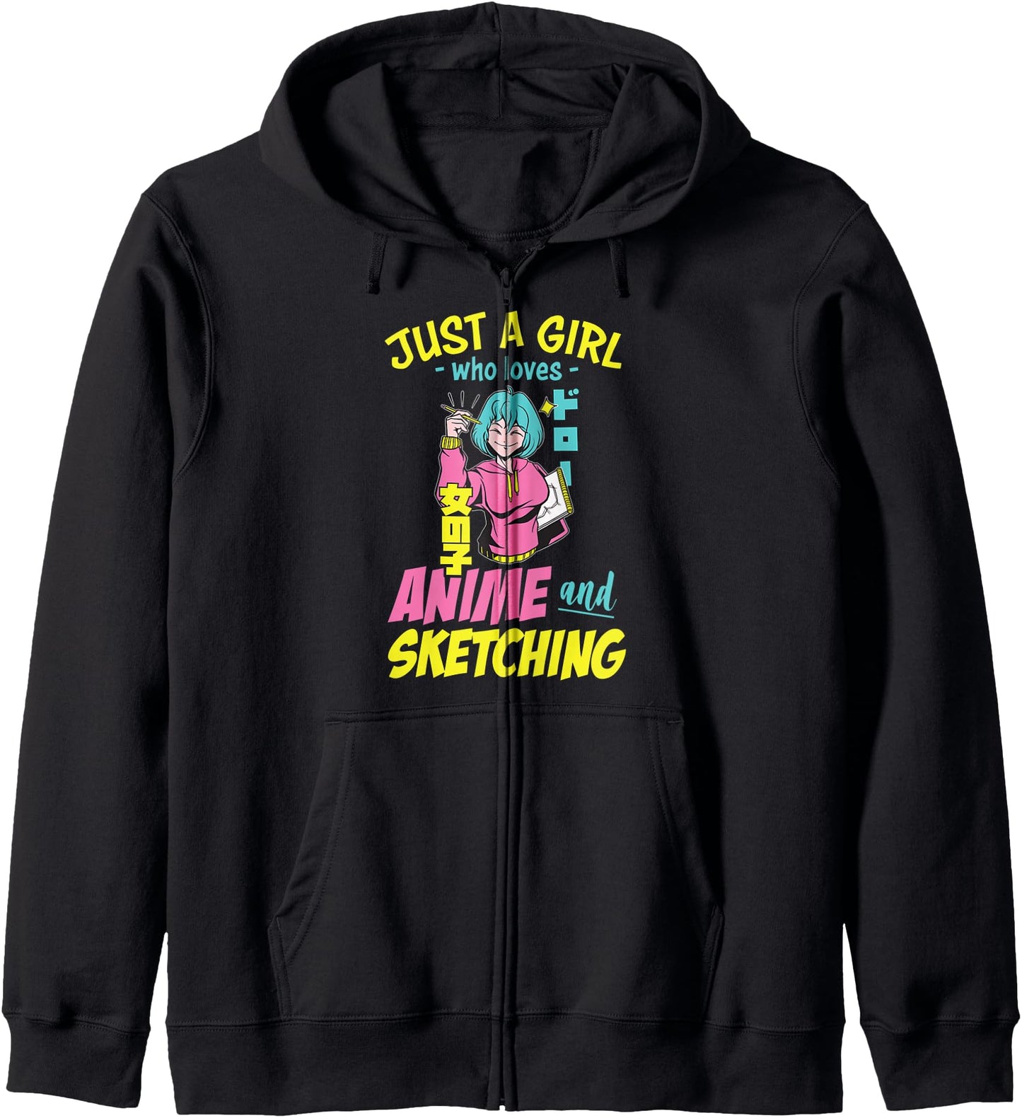 Just A Girl Who Loves Anime And Sketching Funny Anime Girl Hoodie