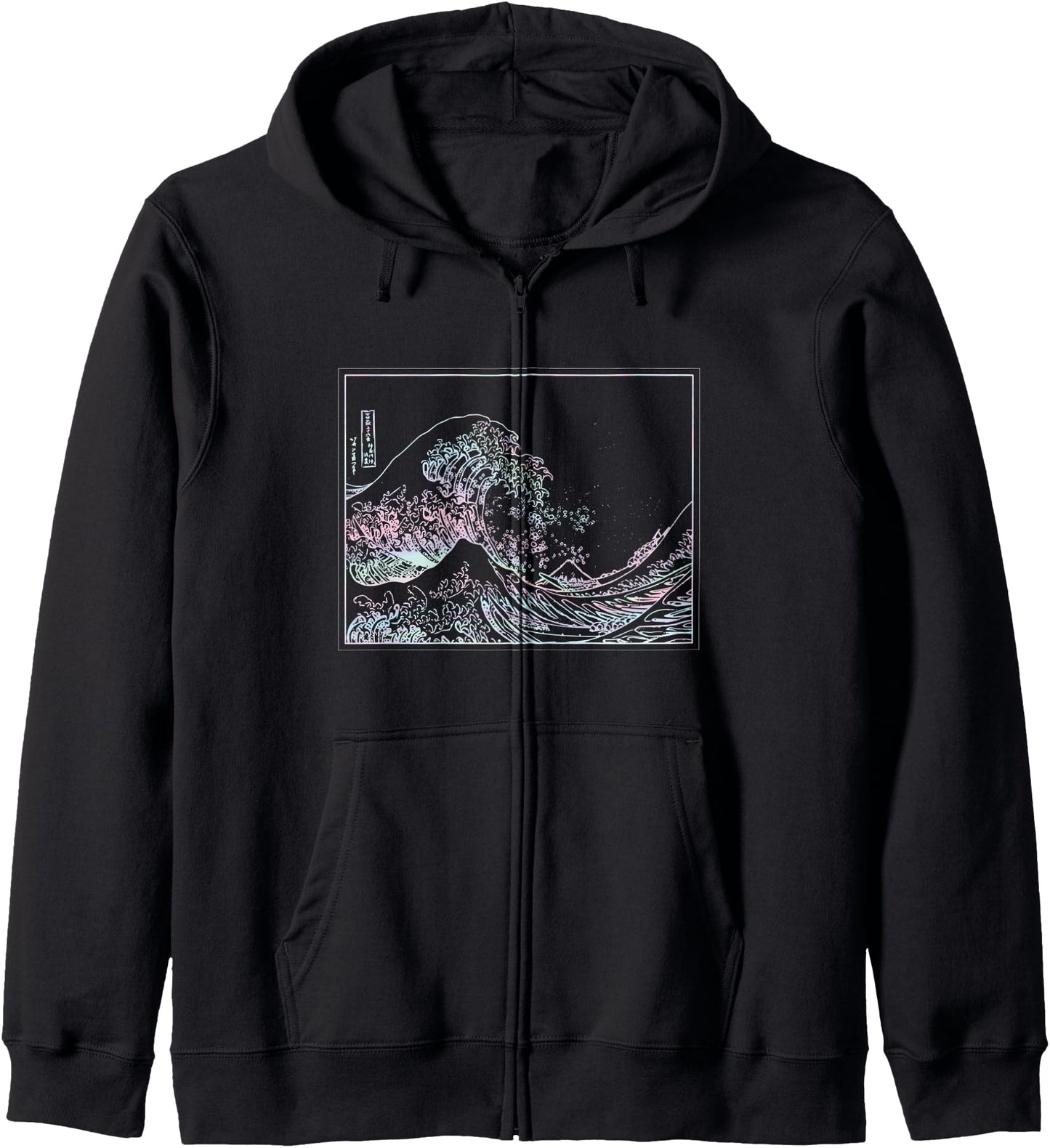 Aesthetic Pastel Pink Great Wave Kawaii Japanese Vaporwave Zip Hoodie