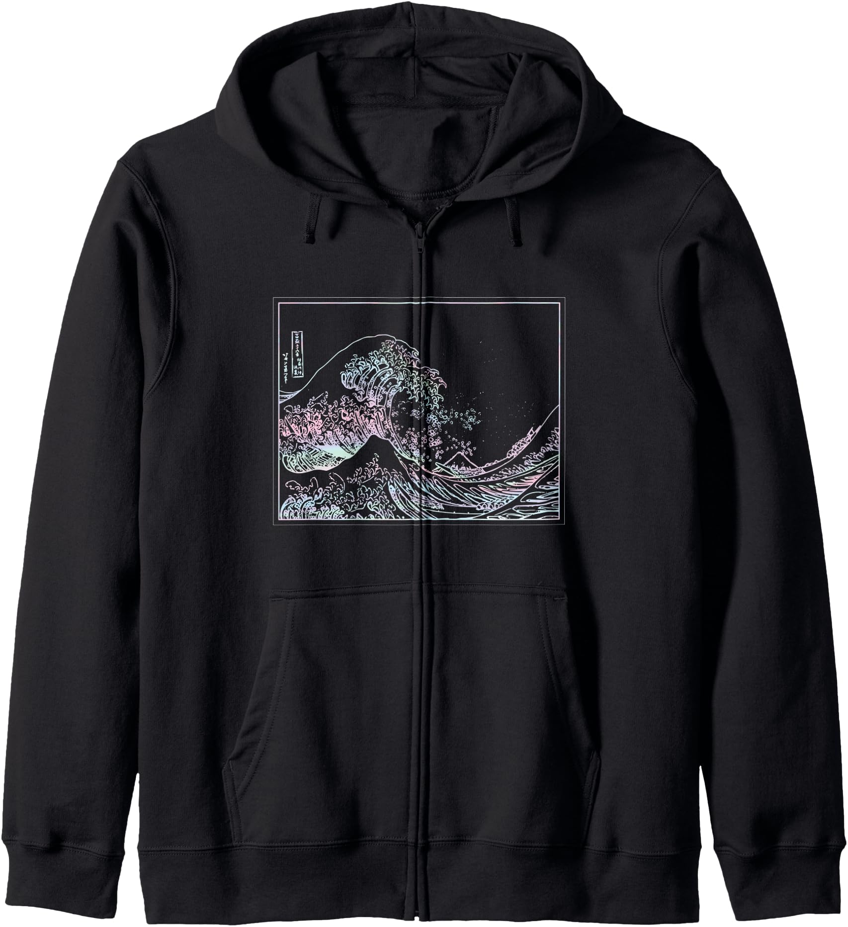 Aesthetic Pastel Pink Great Wave Kawaii Japanese Vaporwave Zip Hoodie
