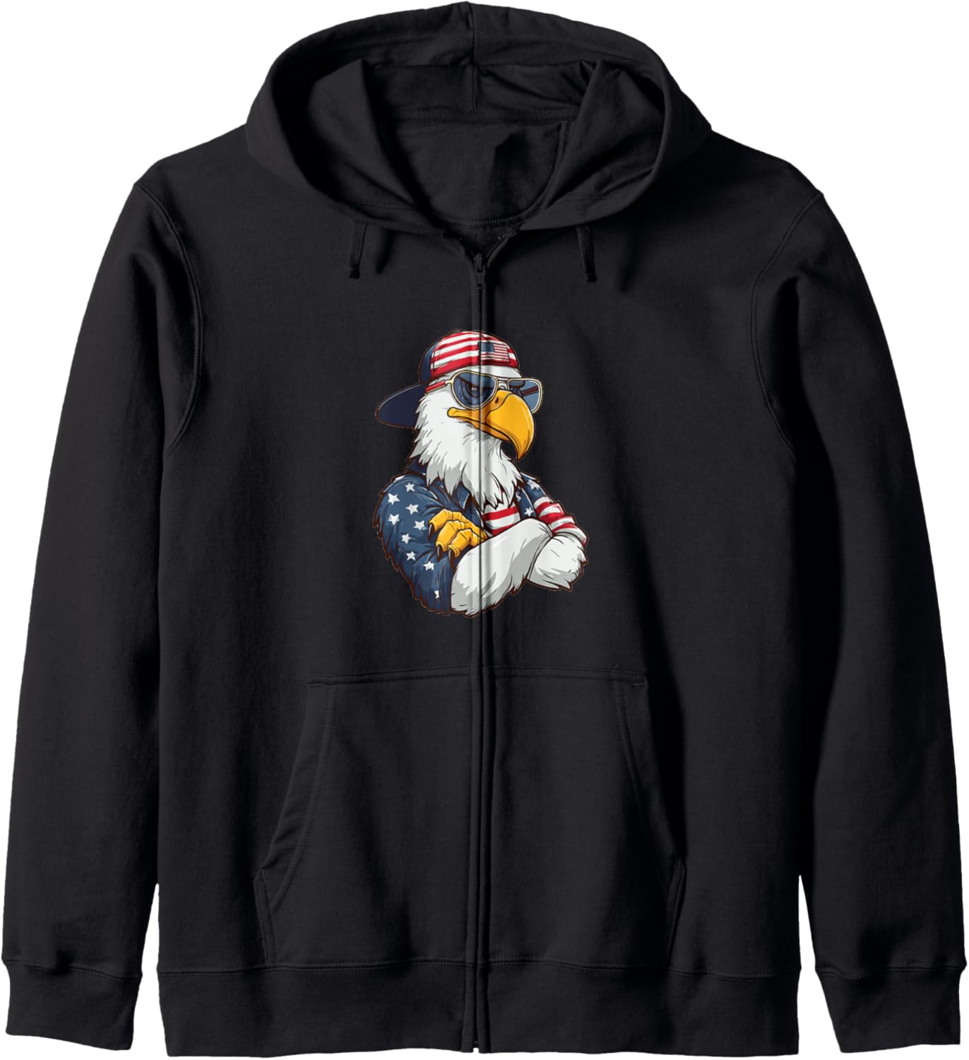 Cool Cartoon USA Eagle Zip Hoodie