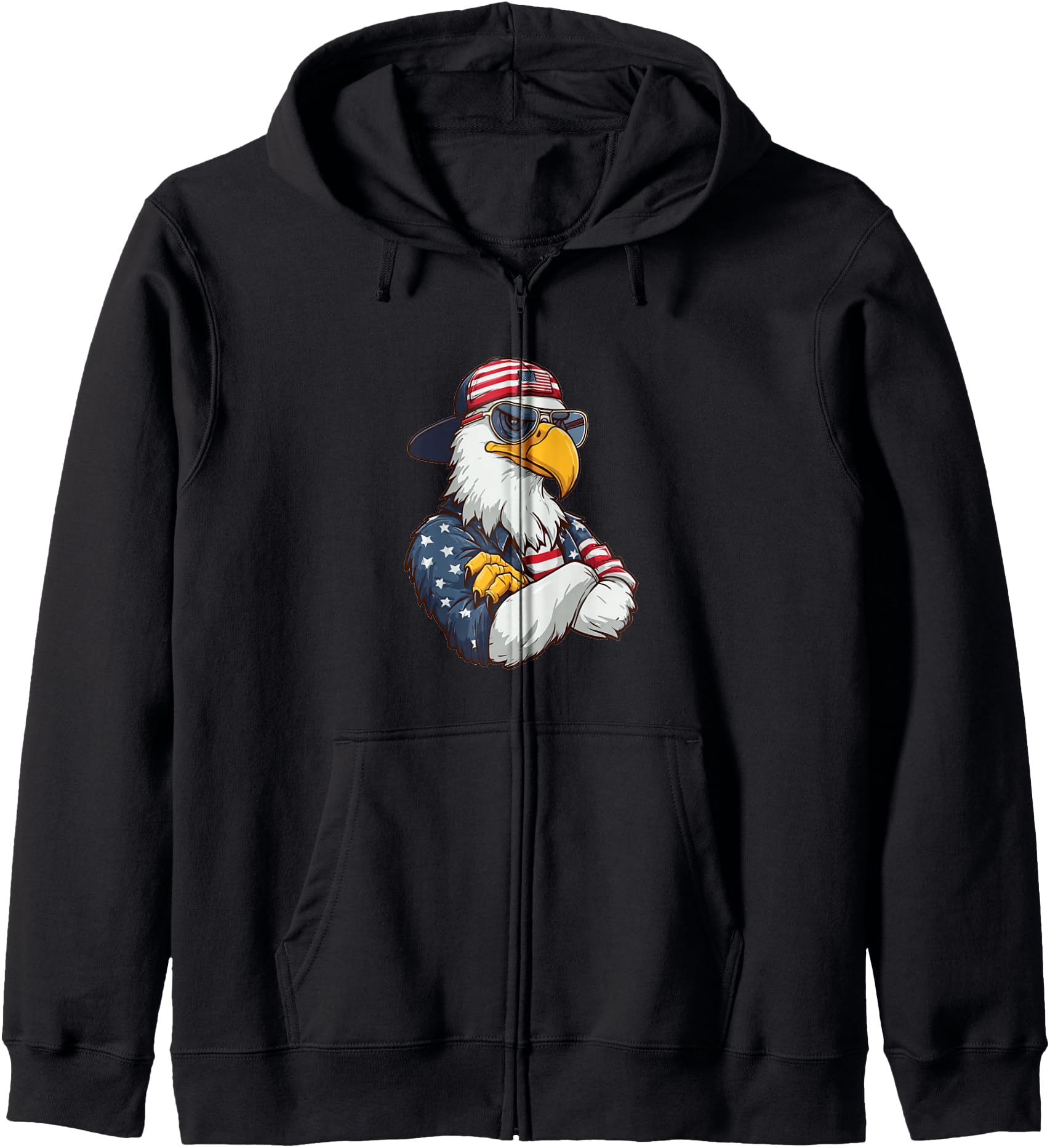 Cool Cartoon USA Eagle Zip Hoodie