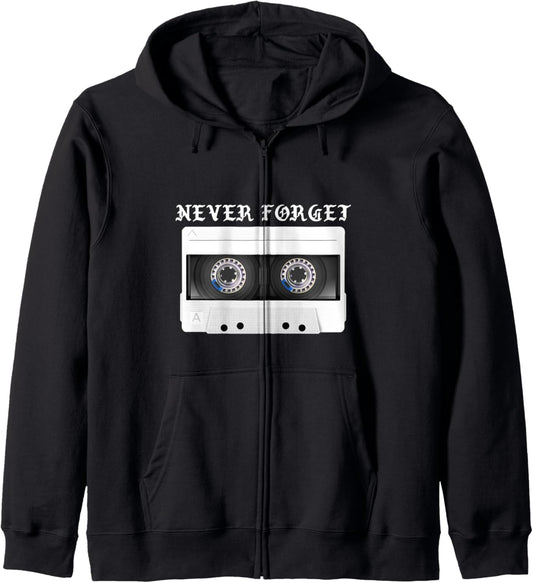 80s 90s Retro Cassette Mixtape Design Zip Hoodie