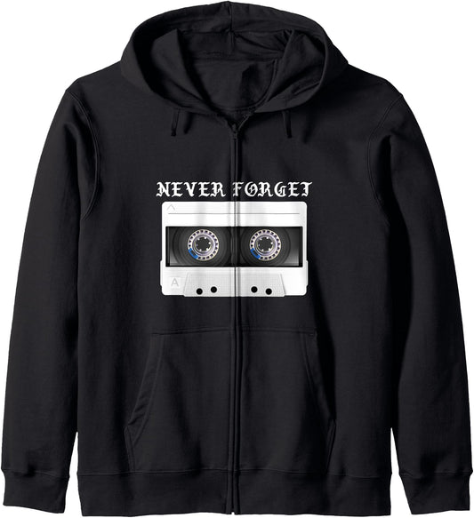 80s 90s Retro Cassette Mixtape Design Zip Hoodie