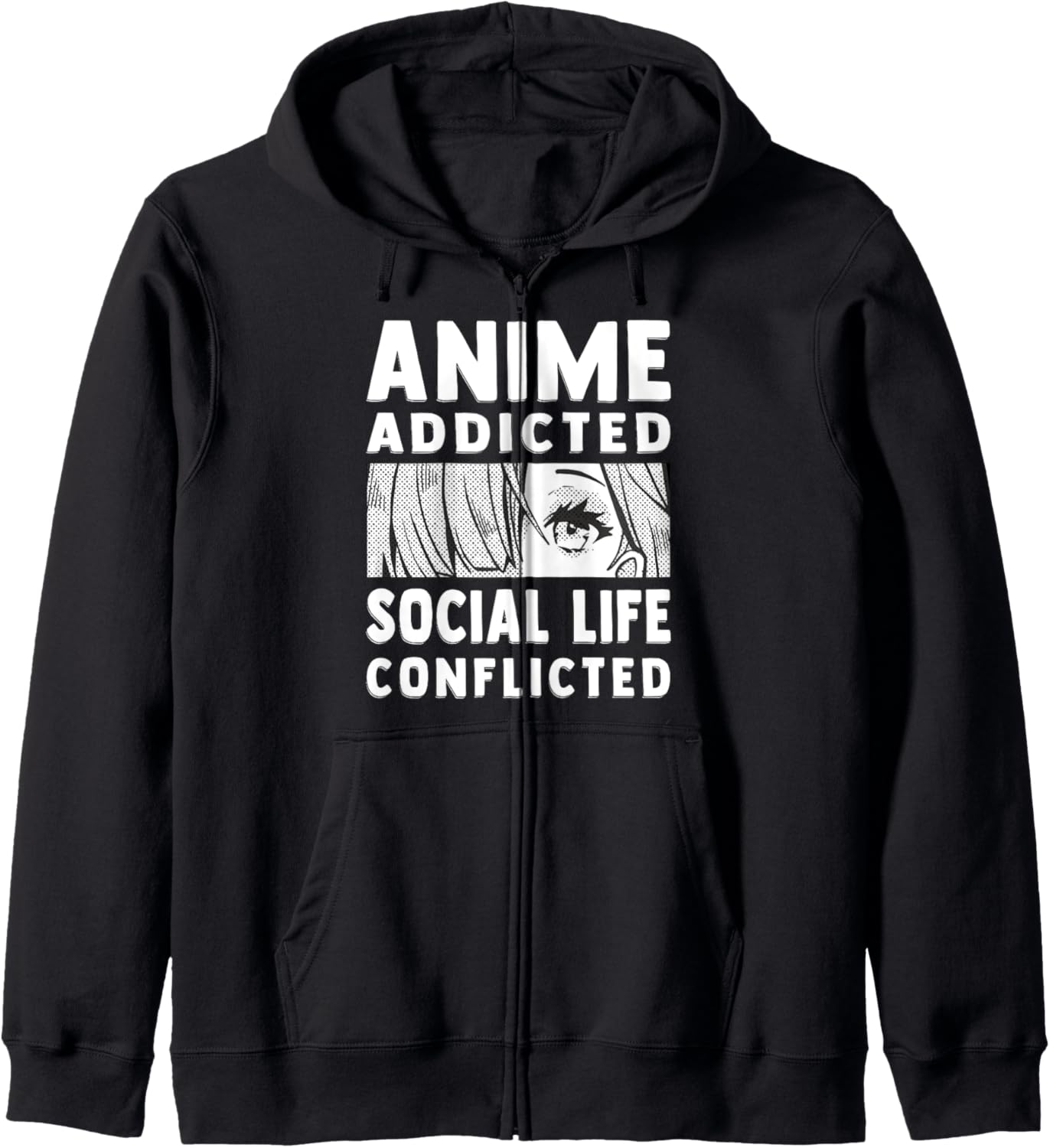 Anime Addicted - Social Life Conflicted - Otaku Anime Lover Zip Hoodie