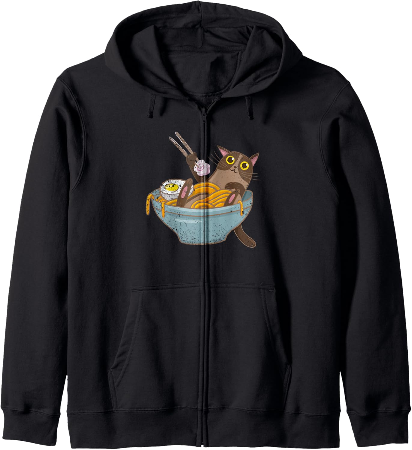 Funny Cat Eating Ramen Noodles Anime Hoodie