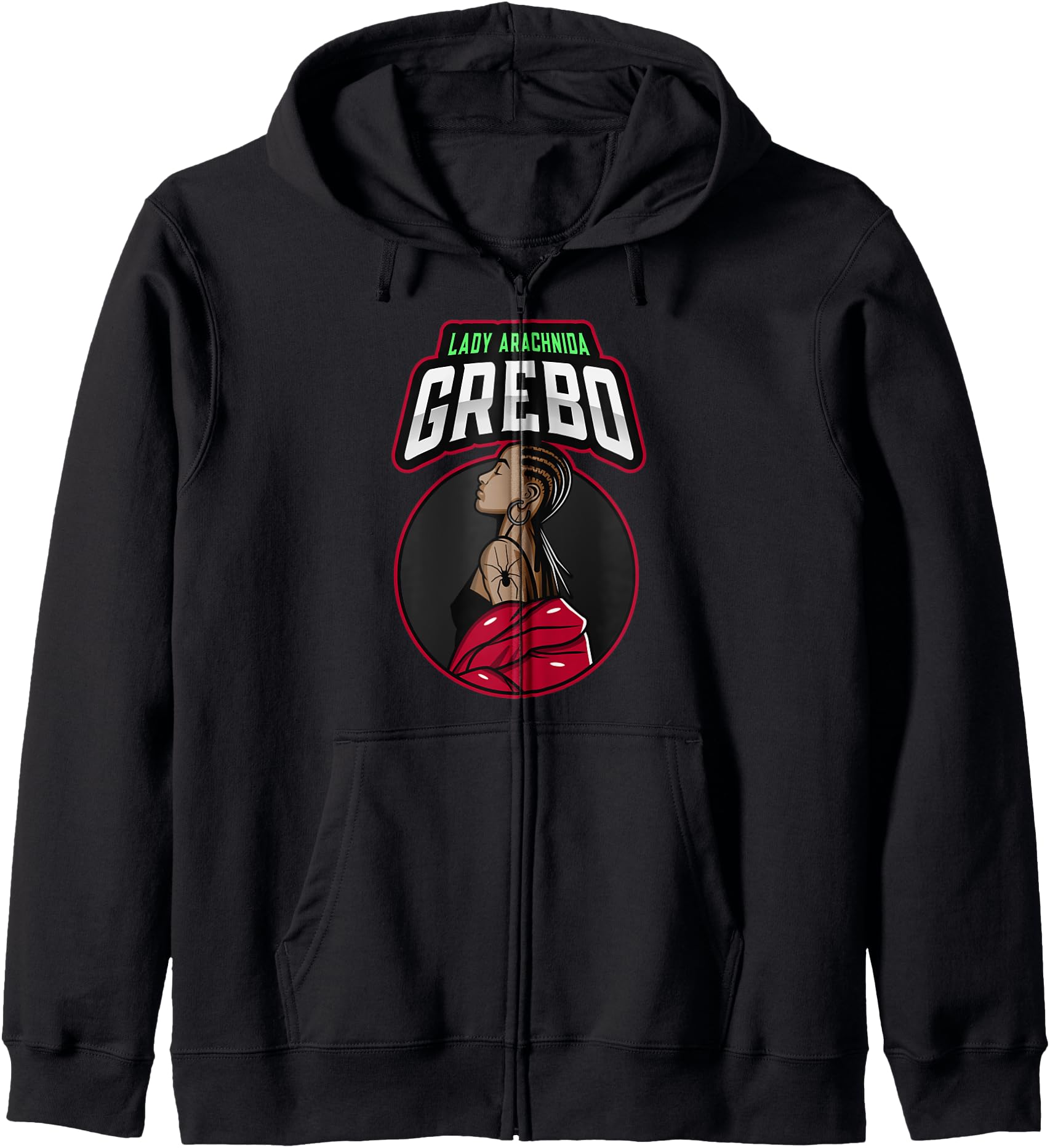 Grebo Lady Arachnida, Liberian Superhero, African Ancestry Zip Hoodie