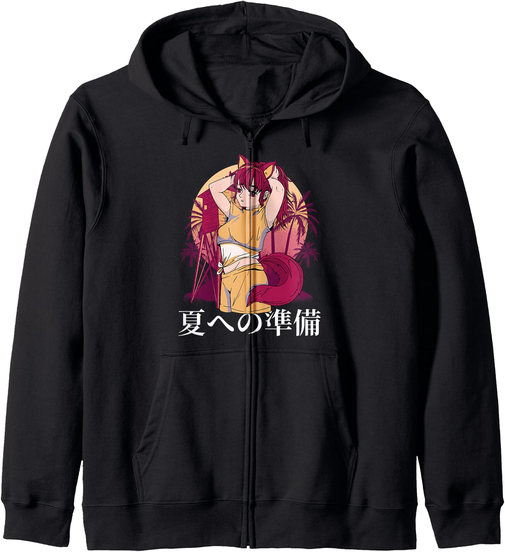 Kawaii Otaku Anime - Ready For Summer - Japanese Aesthetics Zip Hoodie