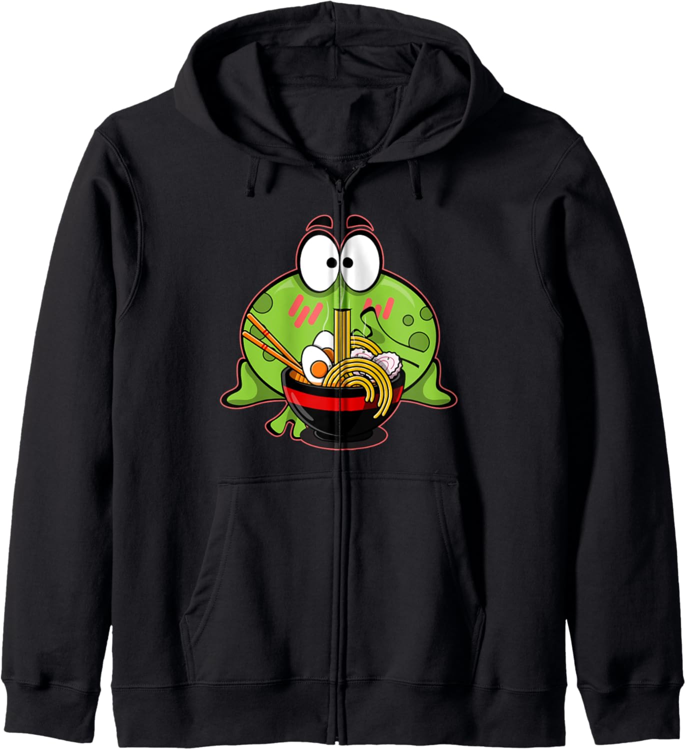 Kawaii Frog Eating In Ramen Bowl Cute Cartoon Anime Graphic Hoodie