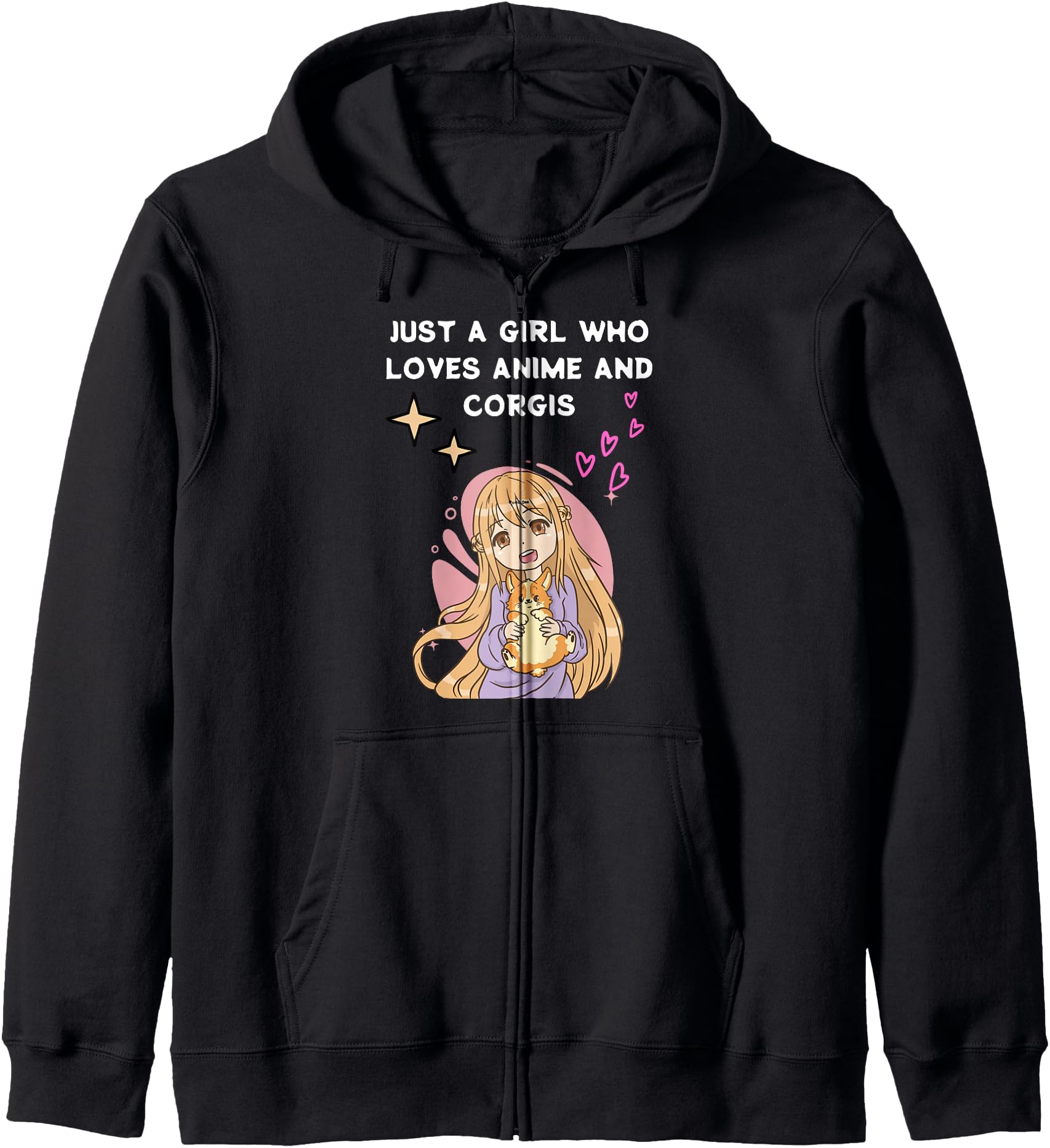 Just a girl who loves anime and corgis Anime Manga Hoodie