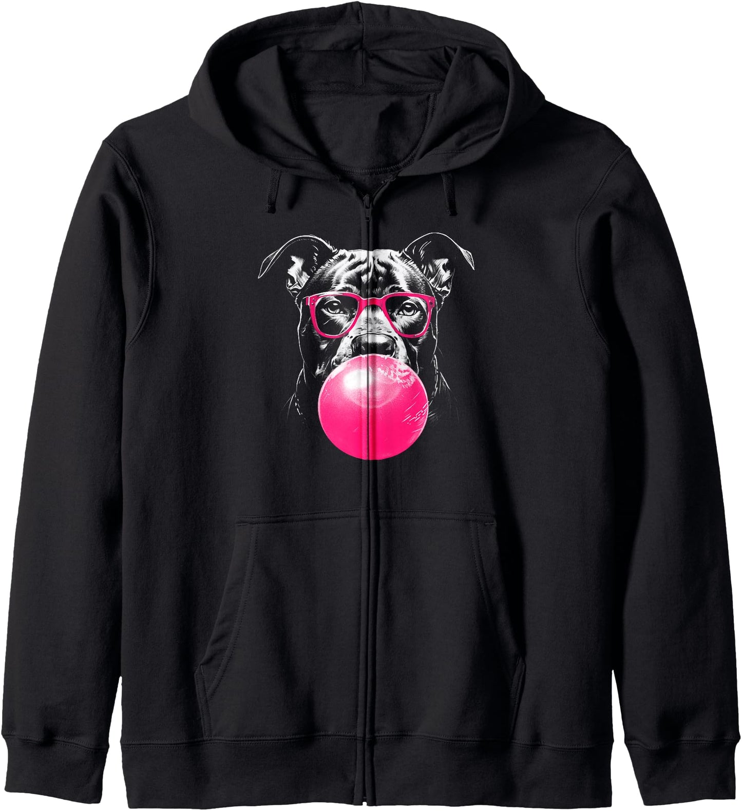 Pitbull dog with bubble gum dog mom & dad pet cute puppy Zip Hoodie