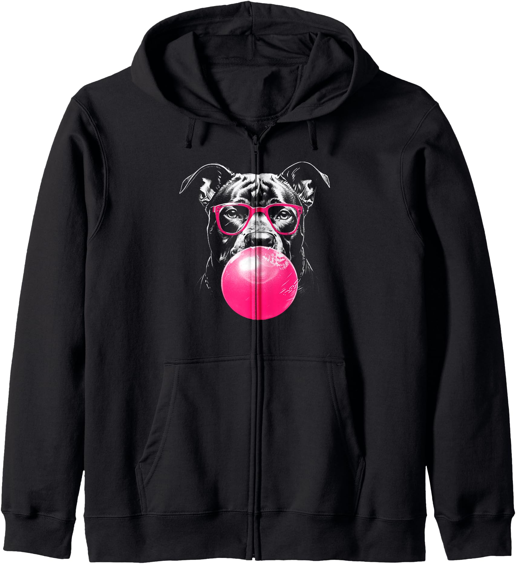 Pitbull dog with bubble gum dog mom & dad pet cute puppy Zip Hoodie