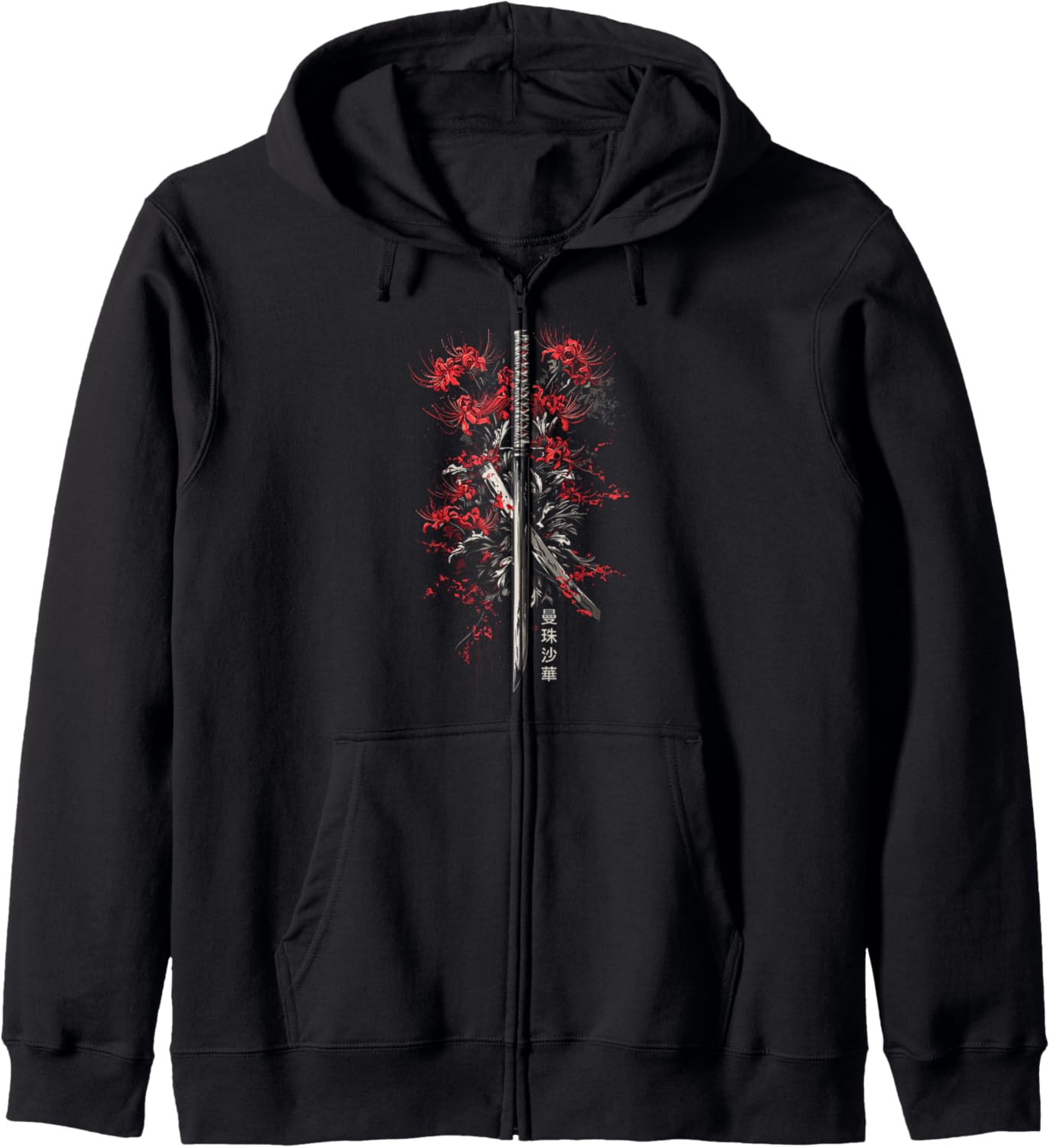 Red Spider Lily Flower Samurai Katana Japanese Anime Otaku Hoodie