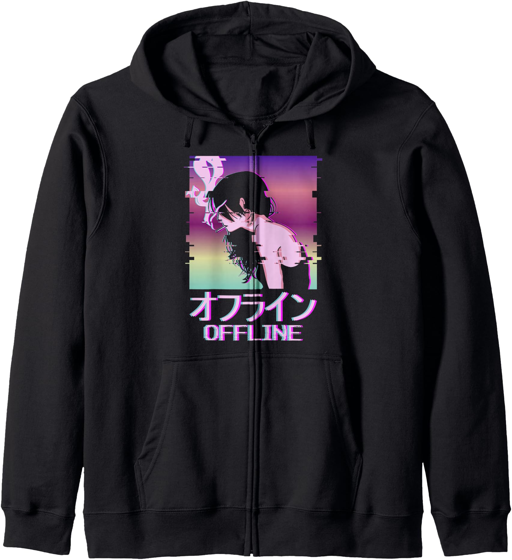 Offline Japanese Vaporwave Alt Indie Aesthetic Anime Girl Hoodie