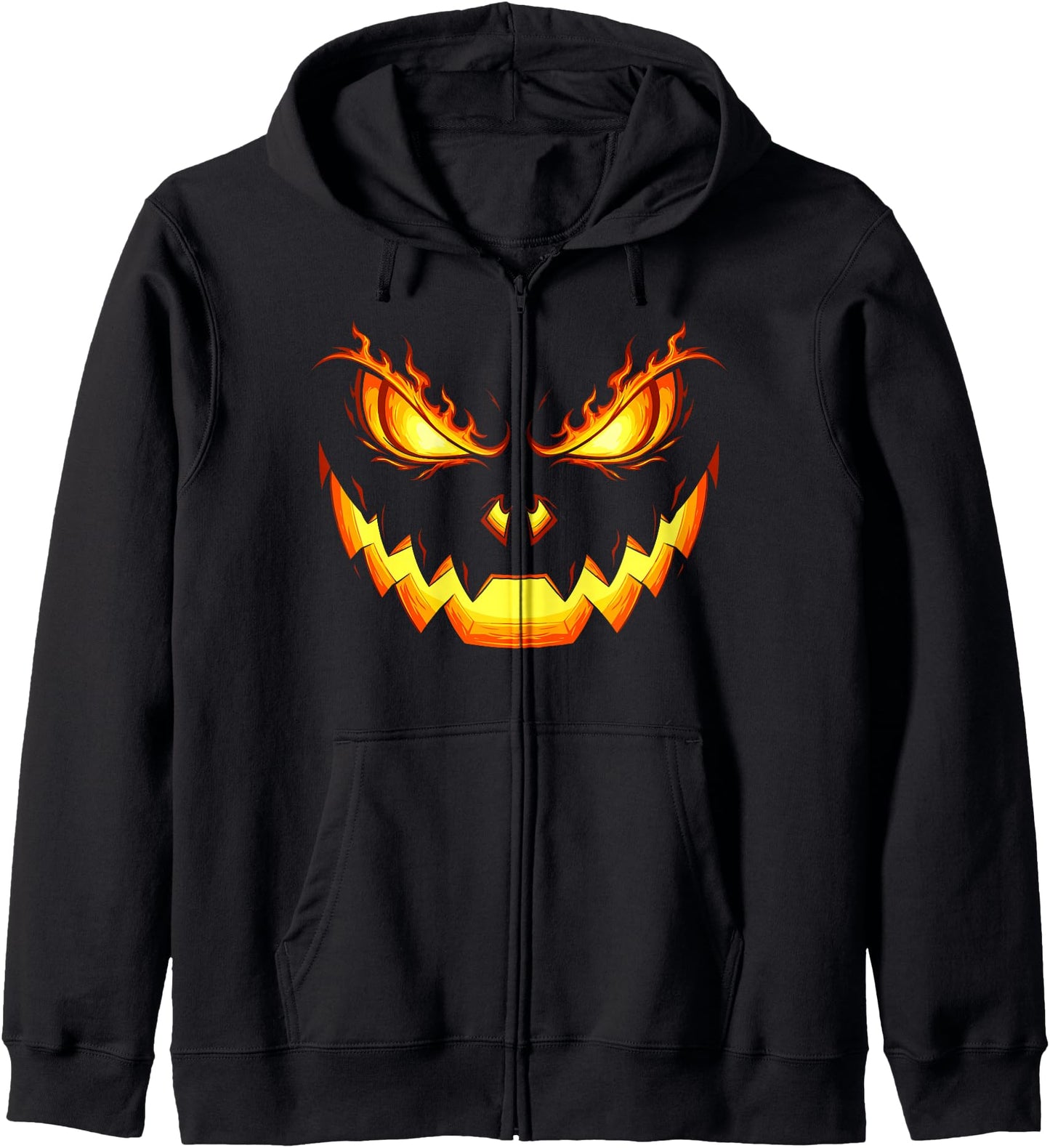 Scary Spooky Jack O Lantern Face Pumpkin Halloween Men Boys Zip Hoodie