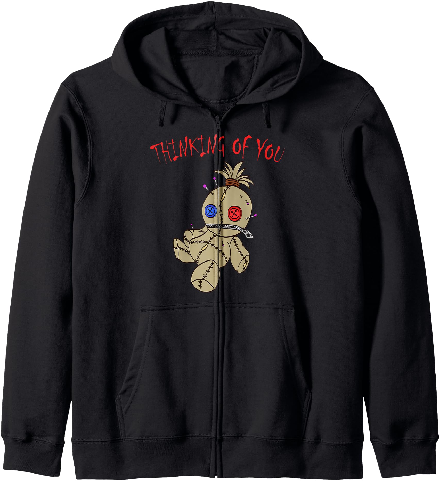 Thinking of You Voodoo Doll Gift Witchcraft Spells Dolls Zip Hoodie