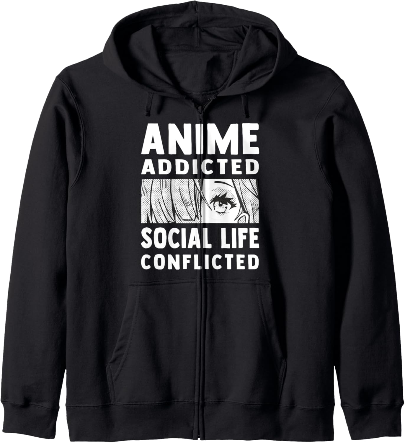 Anime Addicted - Social Life Conflicted - Otaku Anime Lover Zip Hoodie