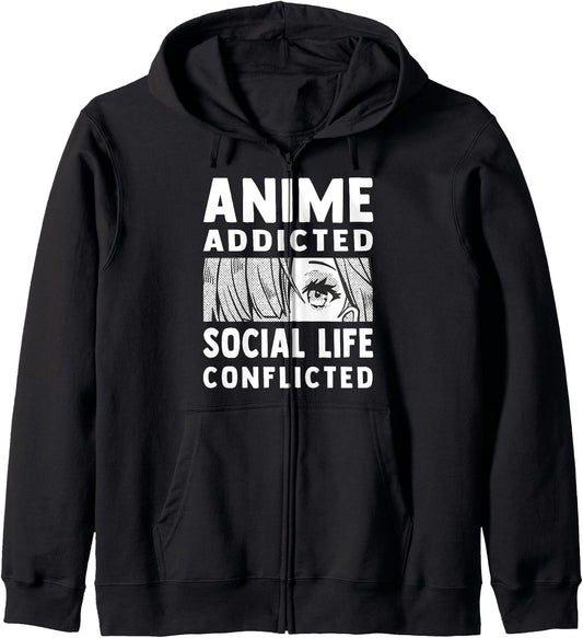 Anime Addicted - Social Life Conflicted - Otaku Anime Lover Hoodie