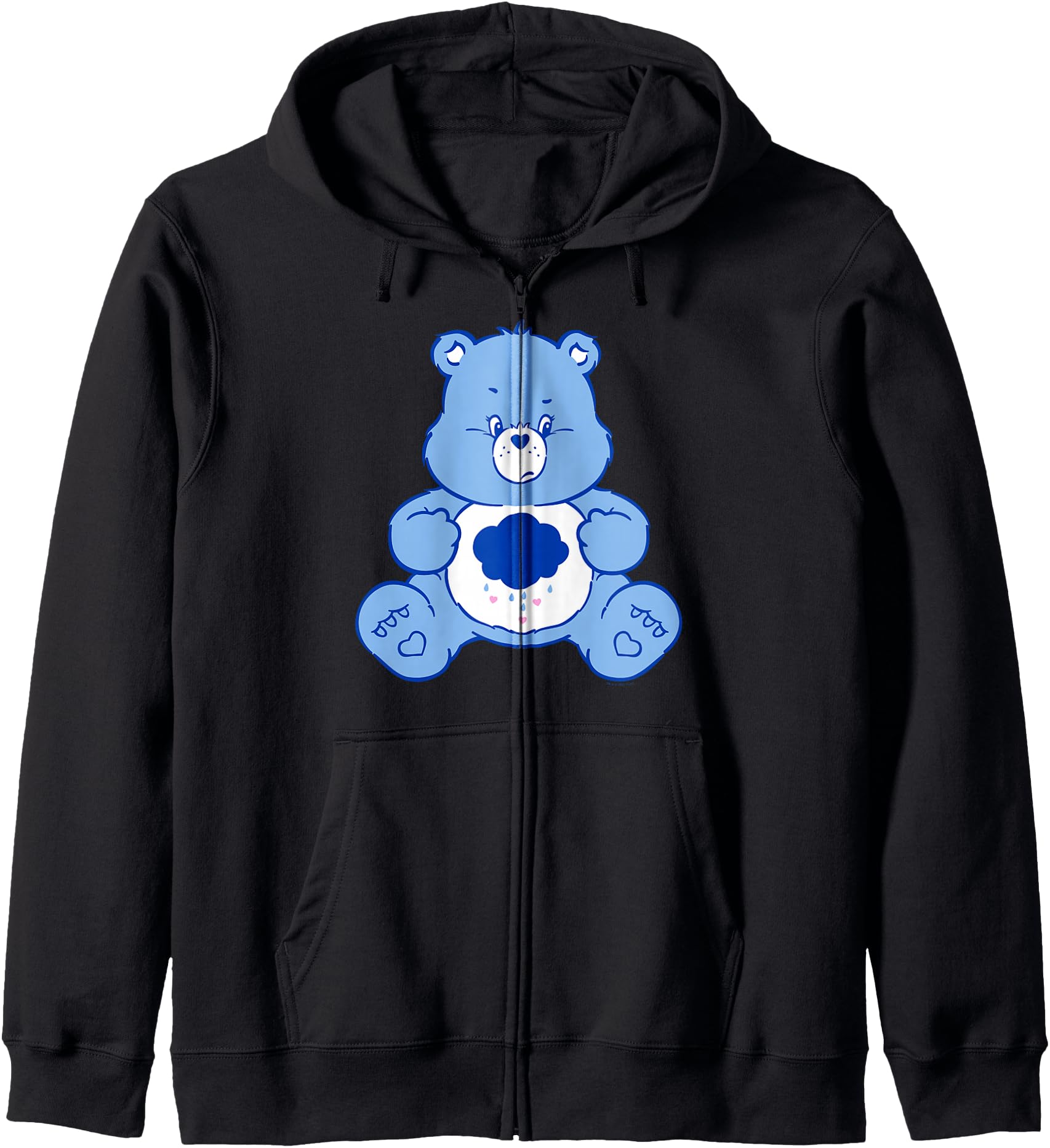 Care Bears Vintage Classic Grumpy Bear Cloudy Belly Badge Zip Hoodie