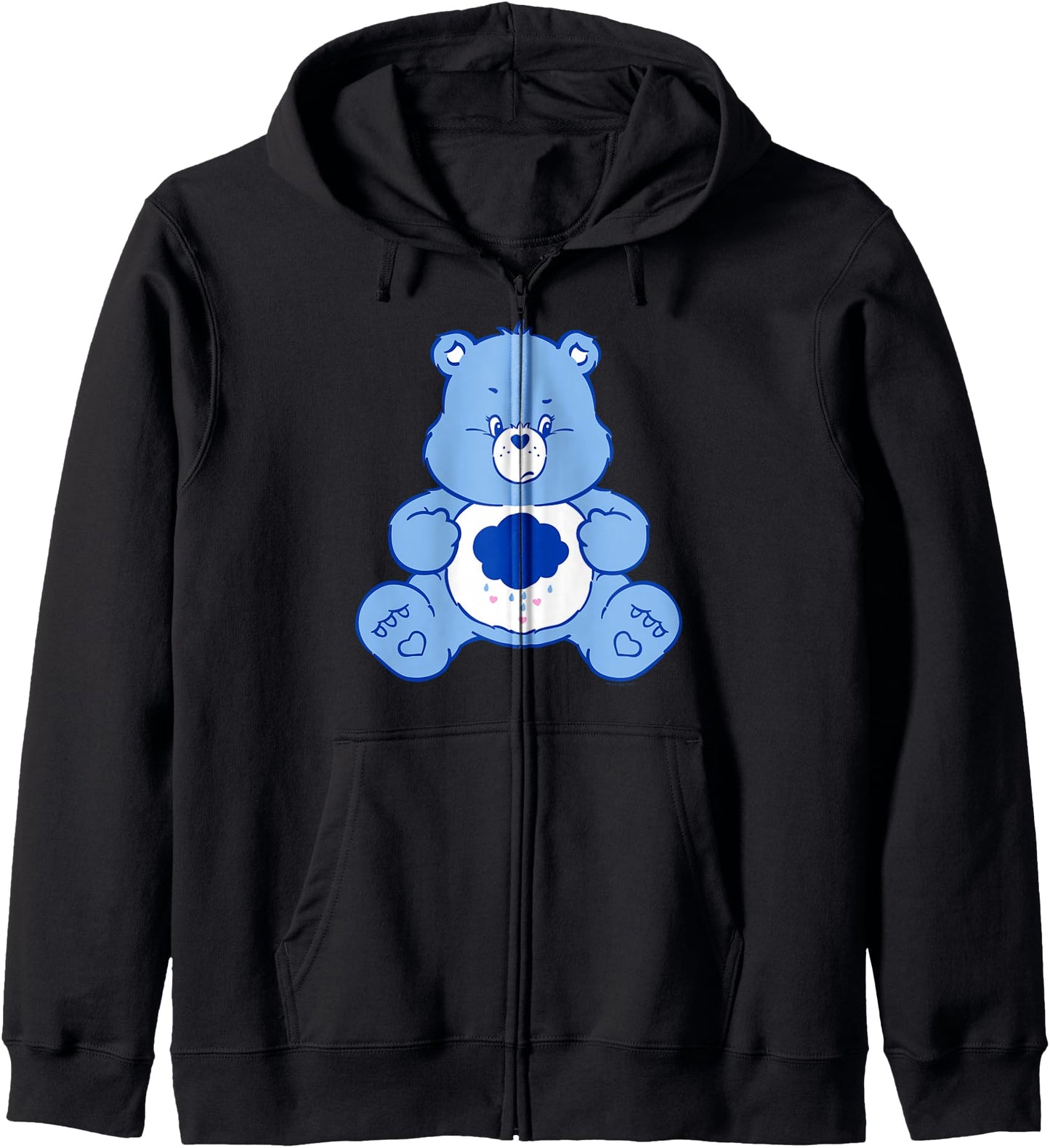 Care Bears Vintage Classic Grumpy Bear Cloudy Belly Badge Zip Hoodie