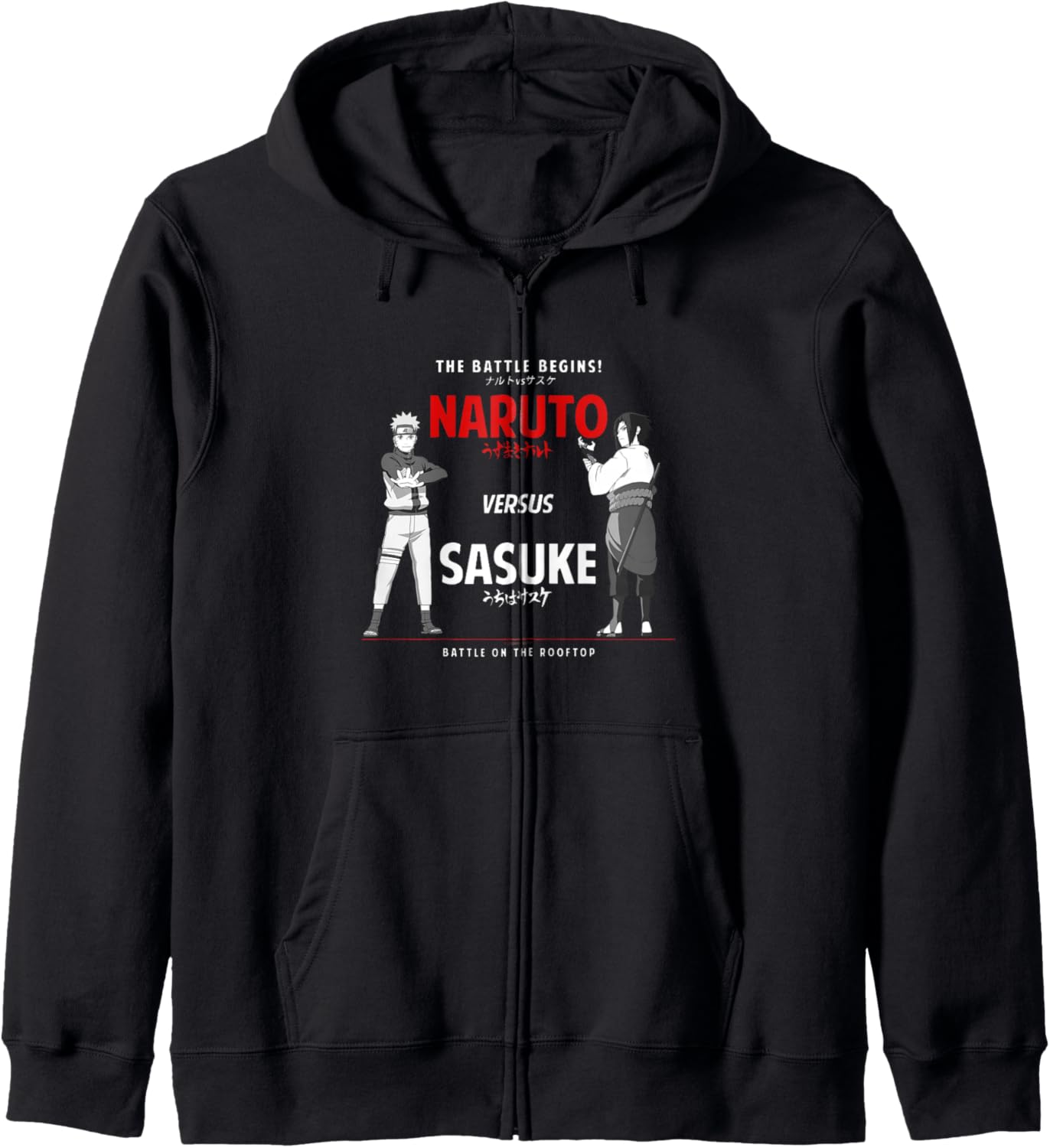 Naruto Shippuden Naruto vs Sasuke The Battle Begins Anime Zip Hoodie