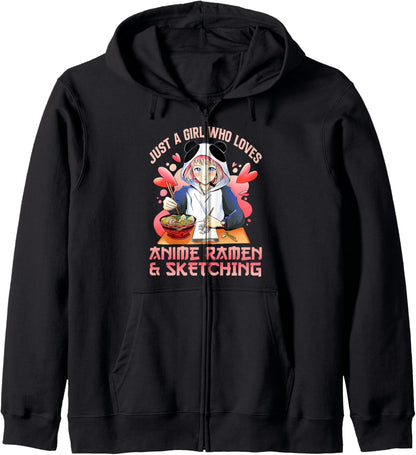 Just A Girl Who Loves Anime Ramen And Sketching Japan Anime Hoodie