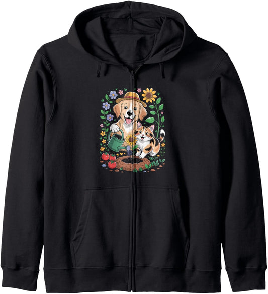 Cat And Dog Mom Fur Mama in the Garden Zip Hoodie