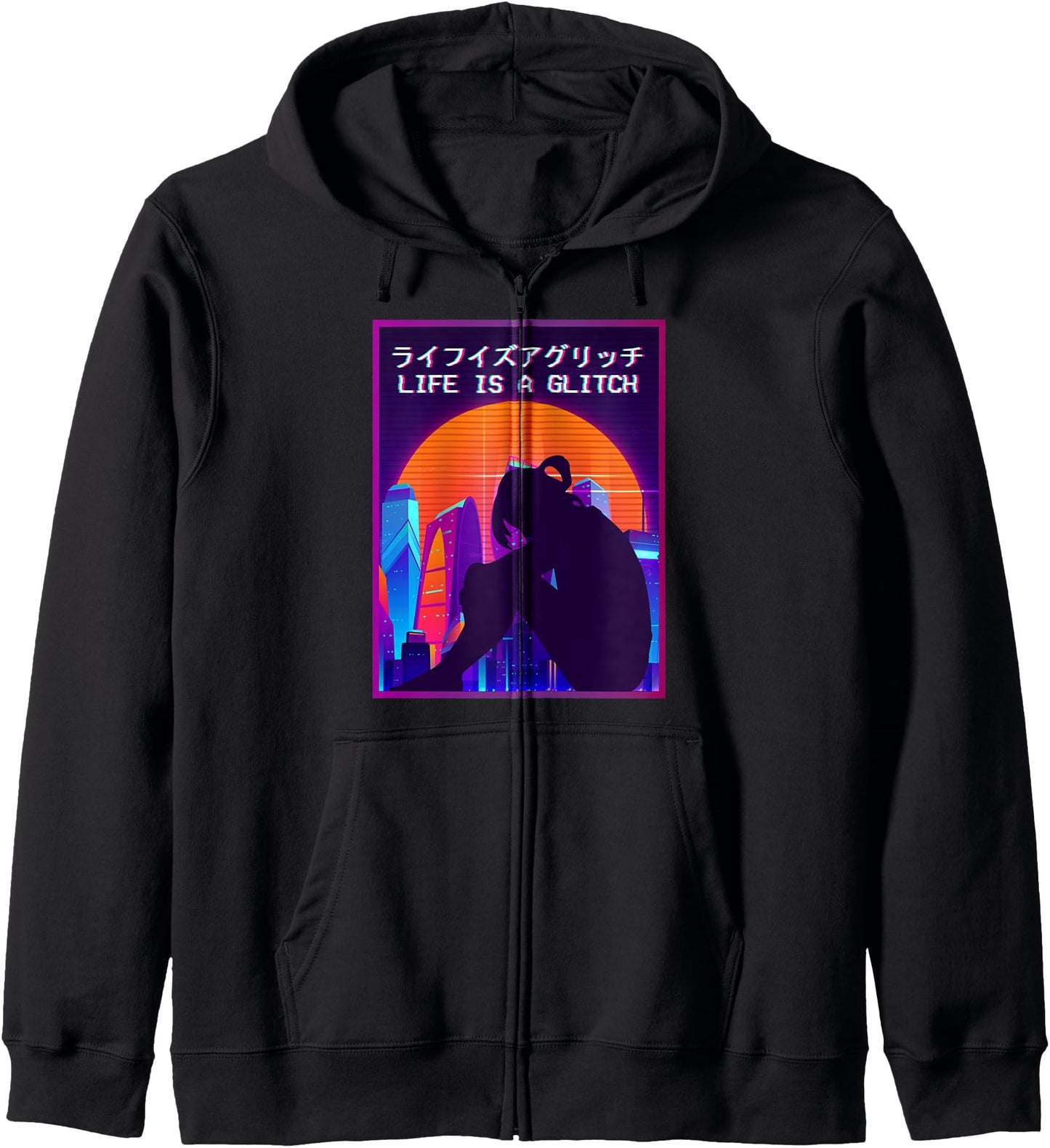 Life Is A Glitch Vaporwave Aesthetic Sad Anime Girl Hoodie
