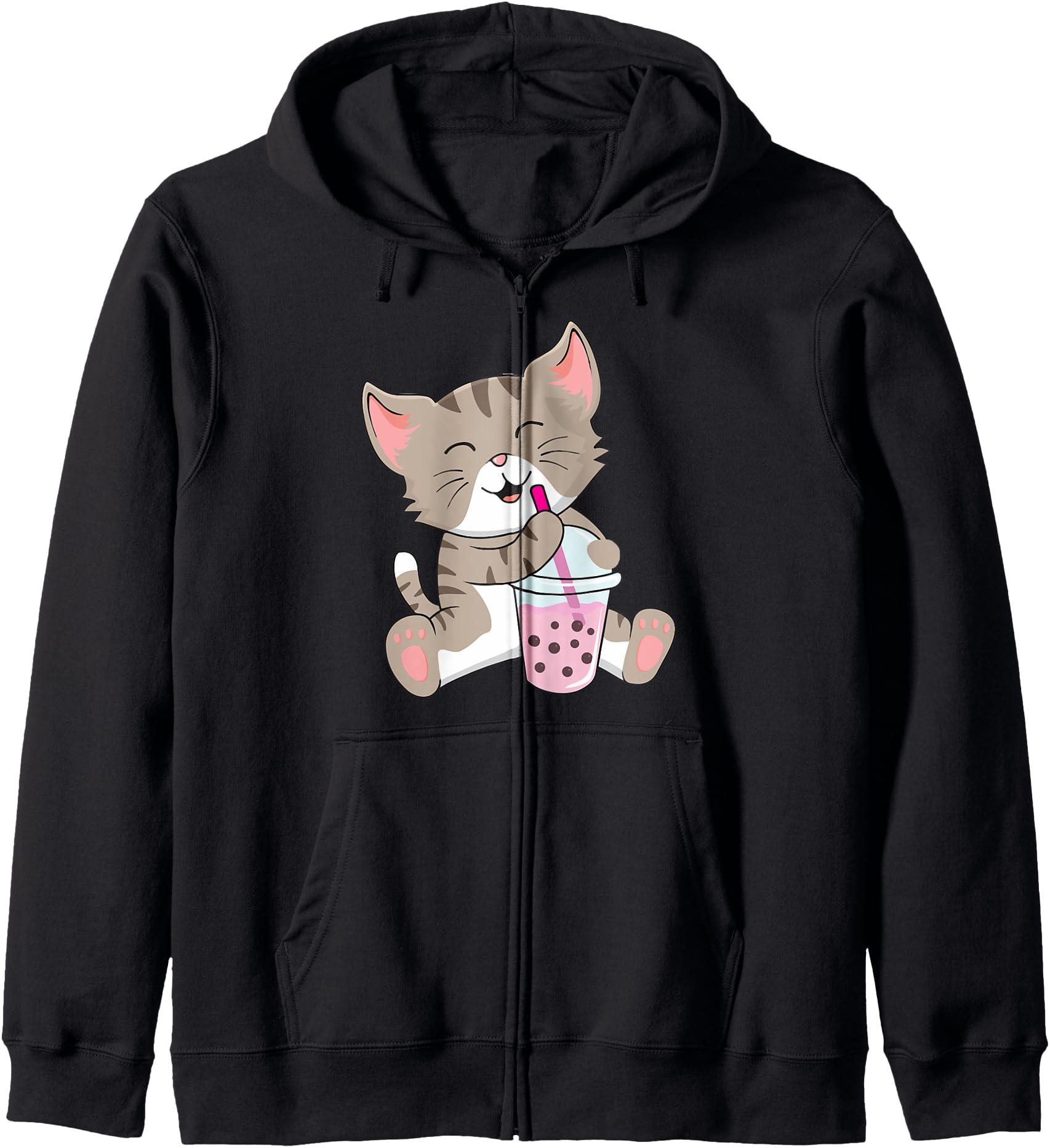Cute Cat Boba Tea Bubble Neko Kawaii Anime Youth Girls Teen Hoodie