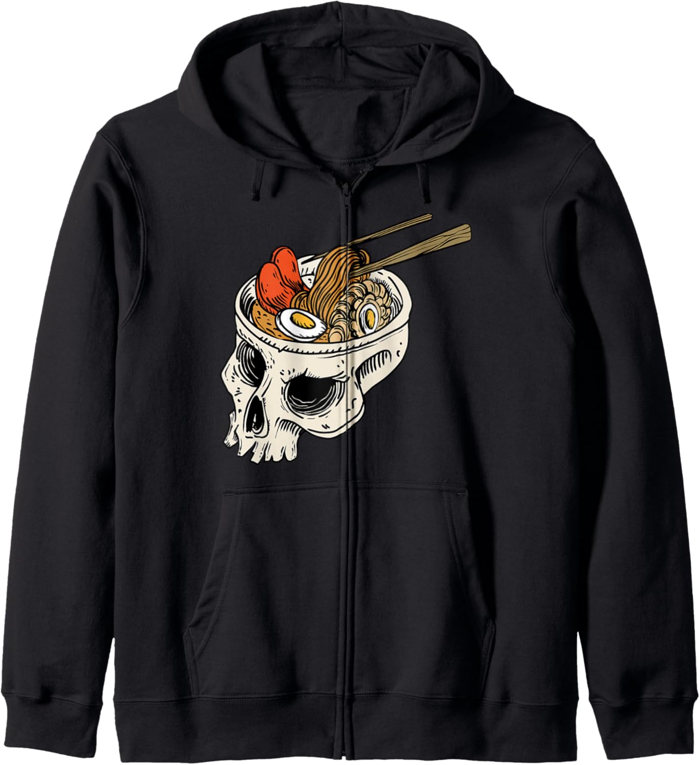 Vintage Japanese Ramen Noodles Skull Brain Funny Cute Anime Hoodie