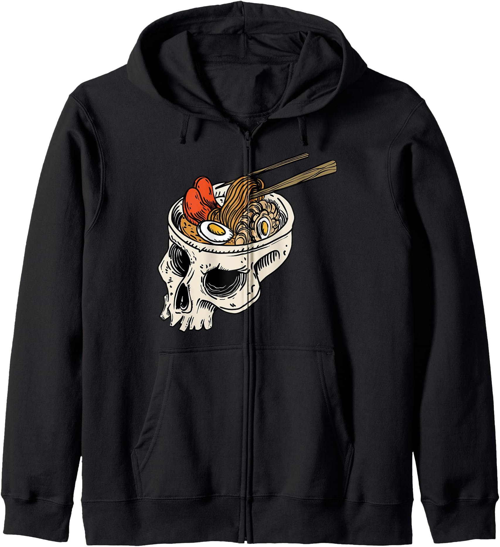 Vintage Japanese Ramen Noodles Skull Brain Funny Cute Anime Hoodie