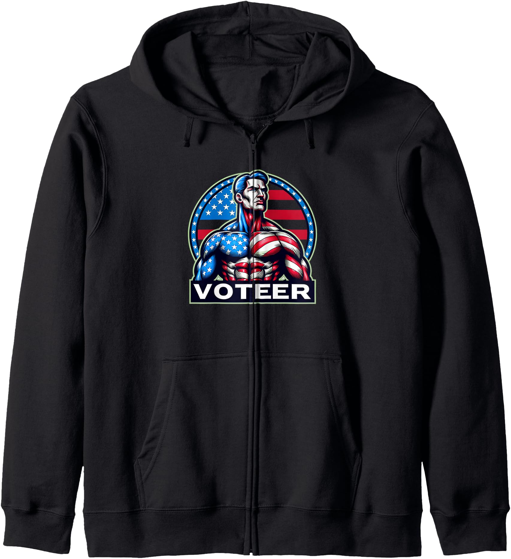 Voter Patriotic Superhero Character Art Voting Strength Zip Hoodie
