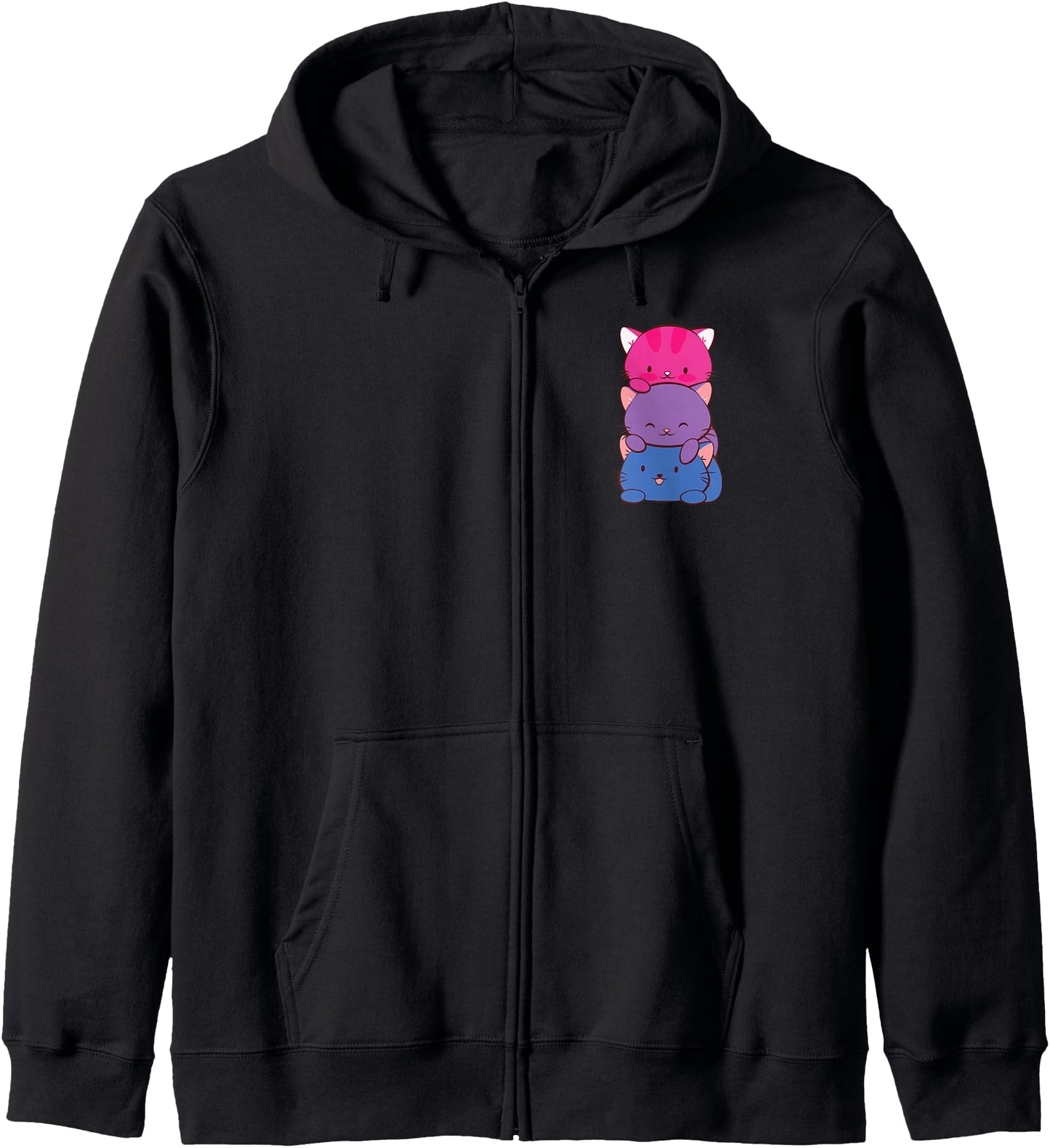 Bisexual Pride Kawaii Kitty Cat Stack Anime Hoodie