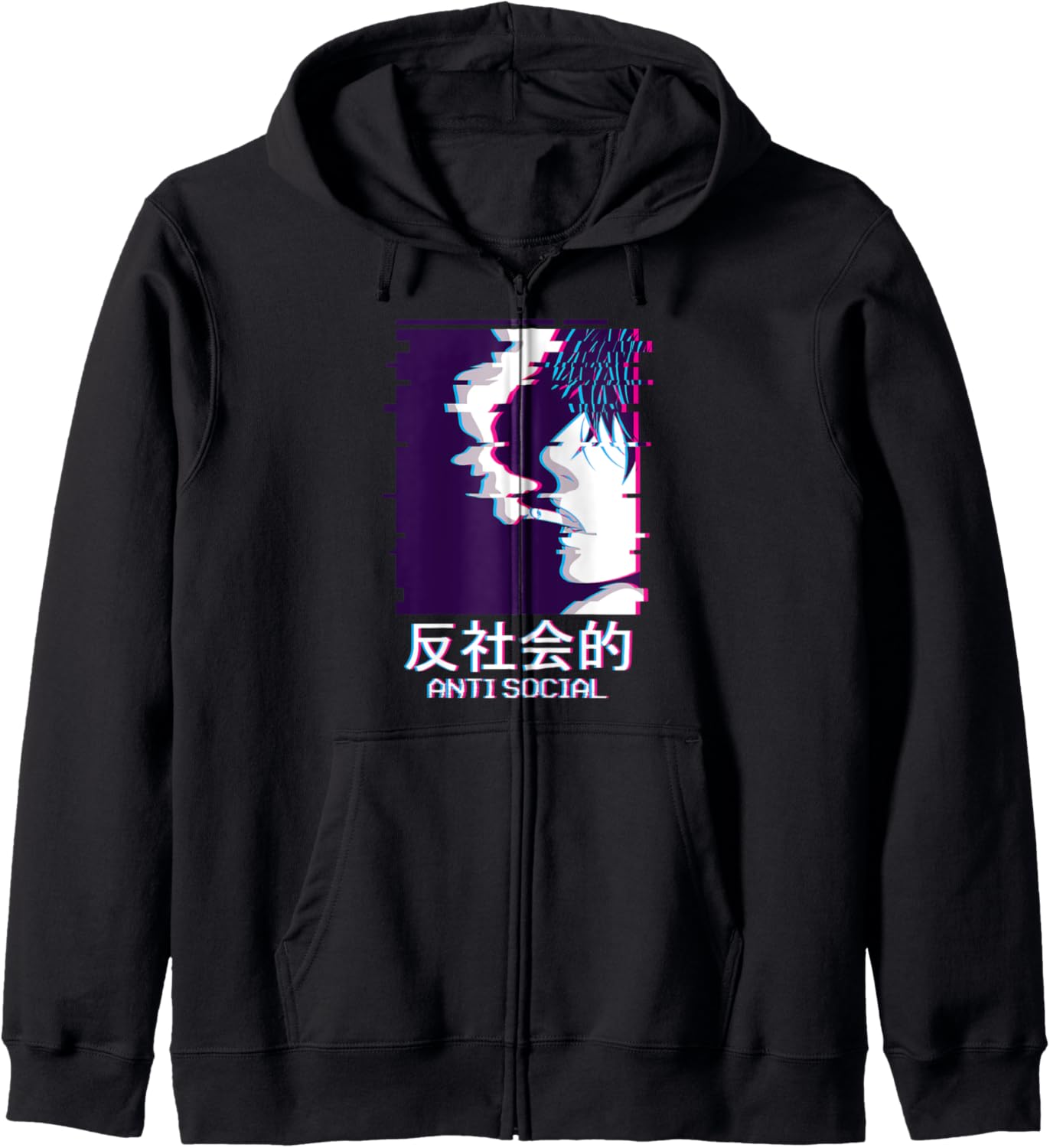 Vaporwave Aesthetic Sad Anime Boy Antisocial Anime Zip Hoodie