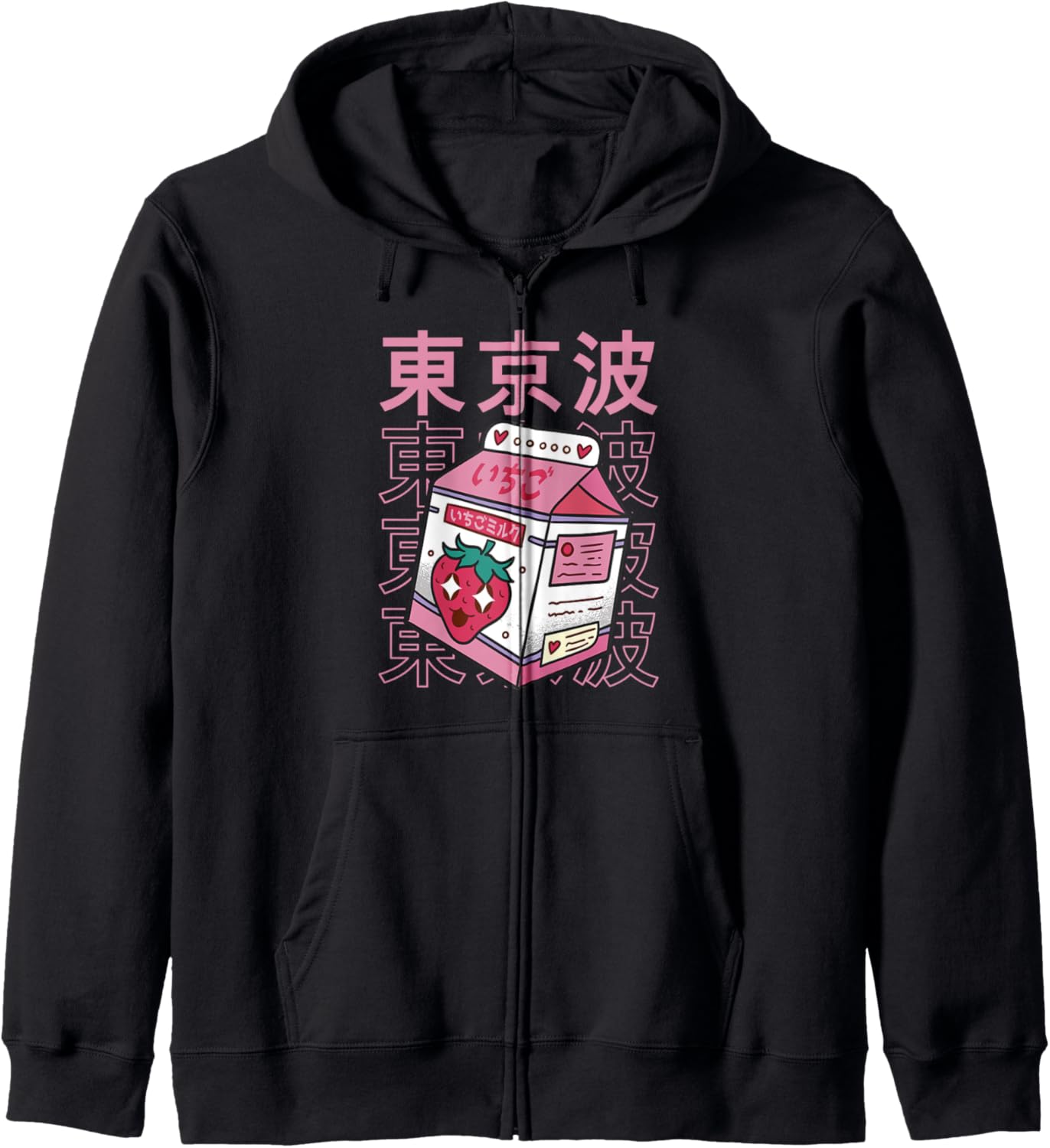 Kawaii Strawberry Milk Carton Japanese Aesthetic Teen Anime Hoodie