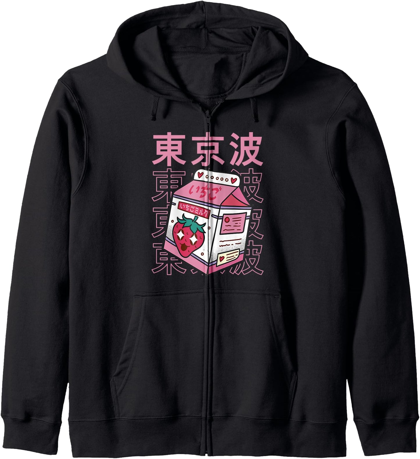 Kawaii Strawberry Milk Carton Japanese Aesthetic Teen Anime Hoodie