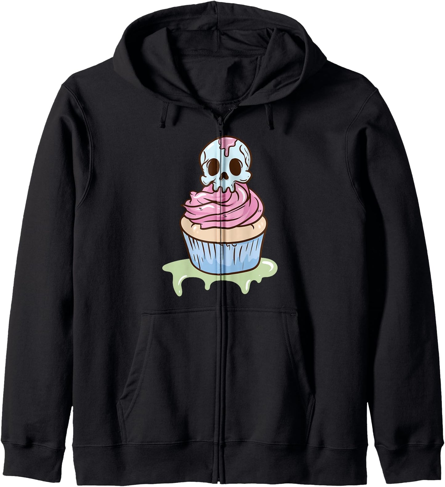 Spooky Skull Cupcake - Cute Pastel Goth Kawaii Anime Hoodie