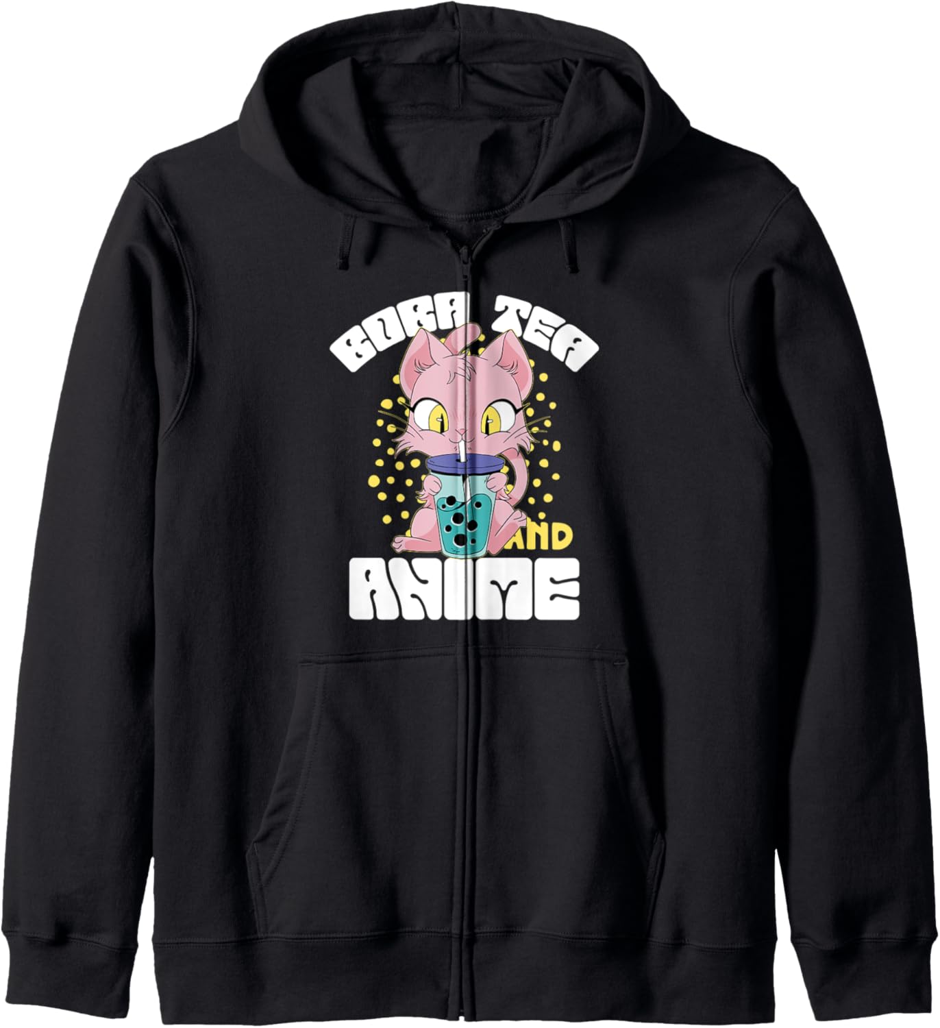 Boba Tea And Anime Cute Girls Anime Zip Hoodie