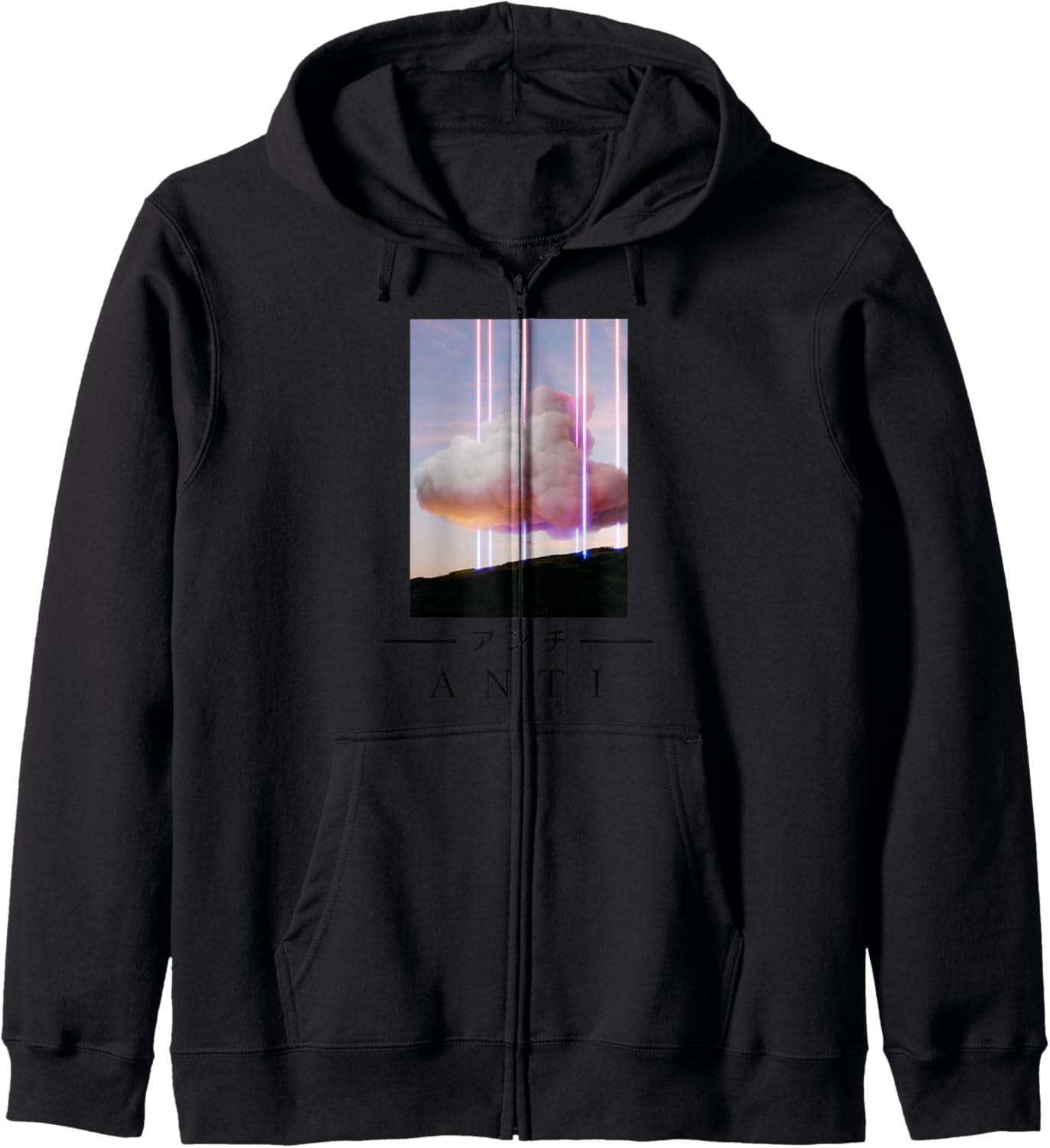 Retrowave - ANTI - Japanese Art Aesthetic Vaporwave Anime Zip Hoodie