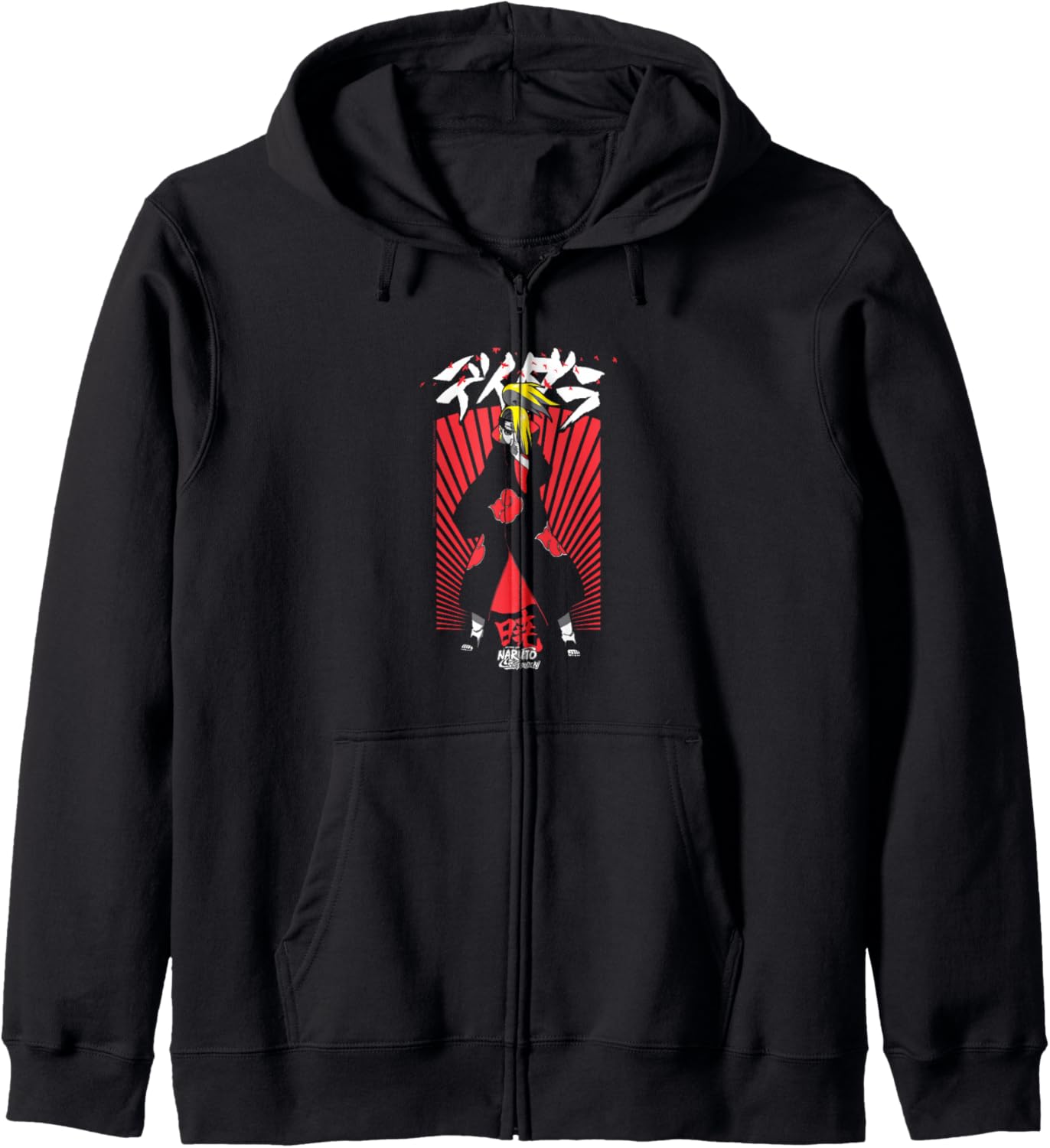 Naruto Shippuden Deidara Jutsu with Kanji Anime Zip Hoodie