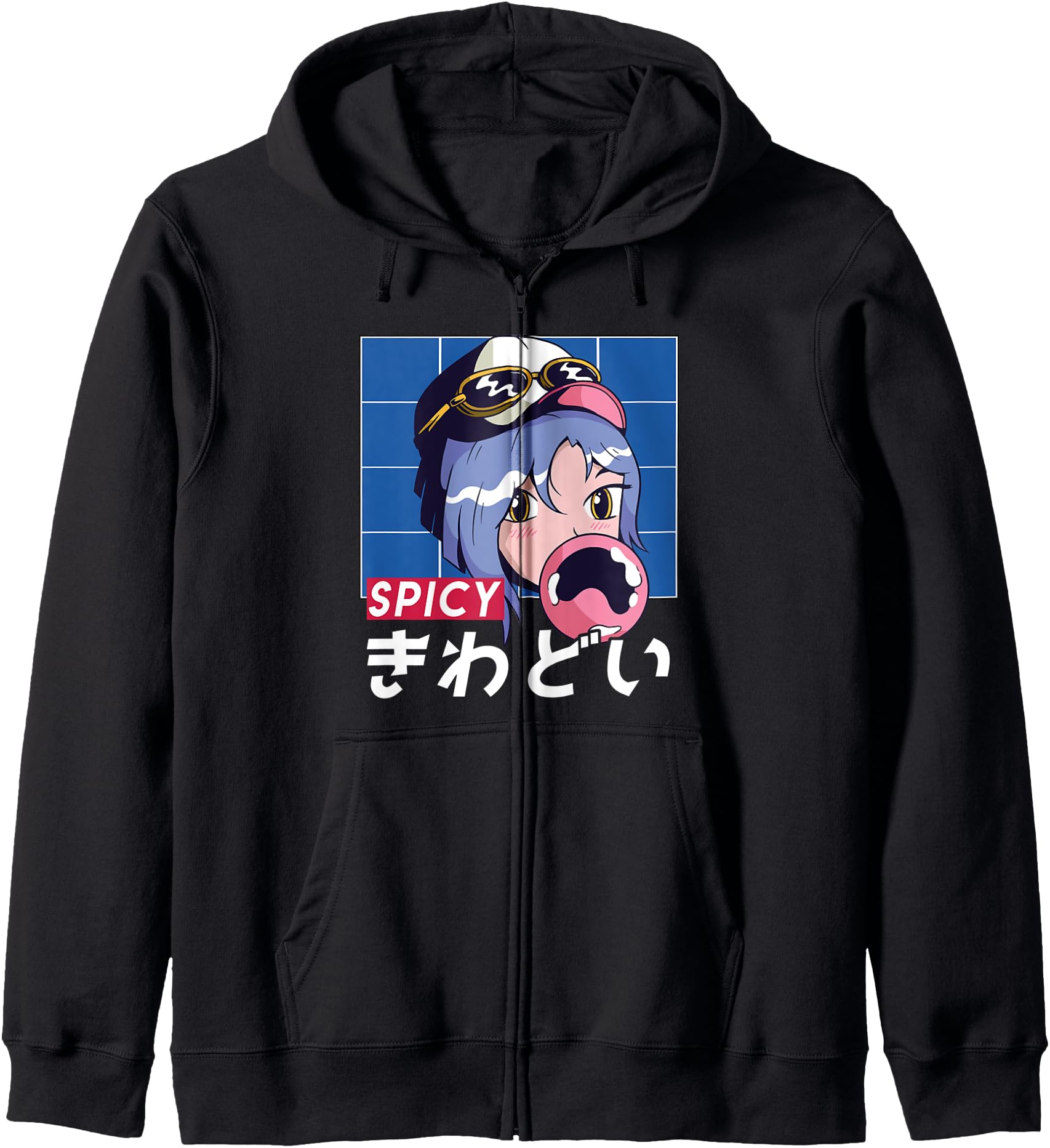 Anime Gamer Girls anime girl Spicy Japanese kanji Zip Hoodie