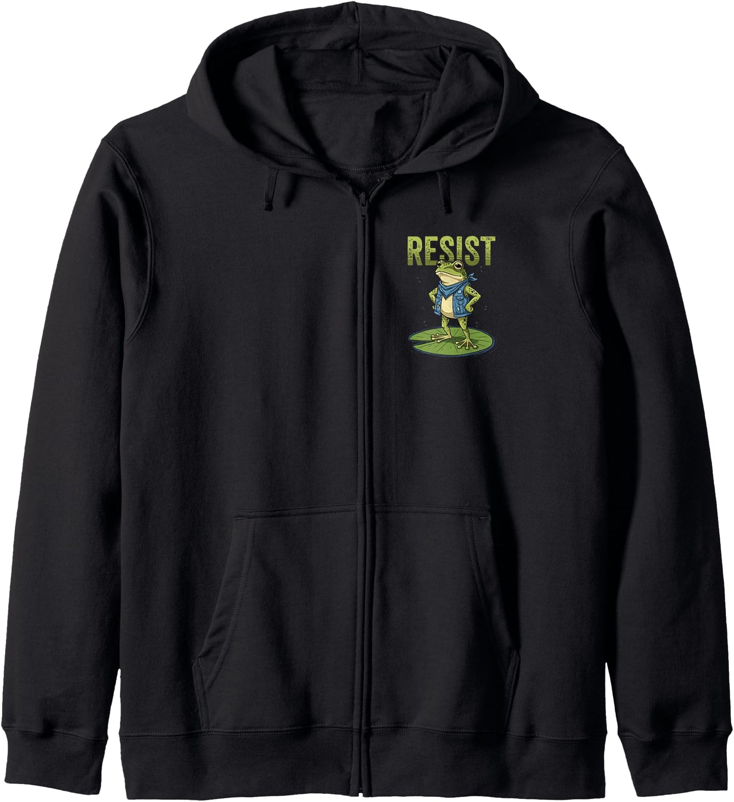 Resist Portland Frog Activist Funny Political Subtle Protest Zip Hoodie