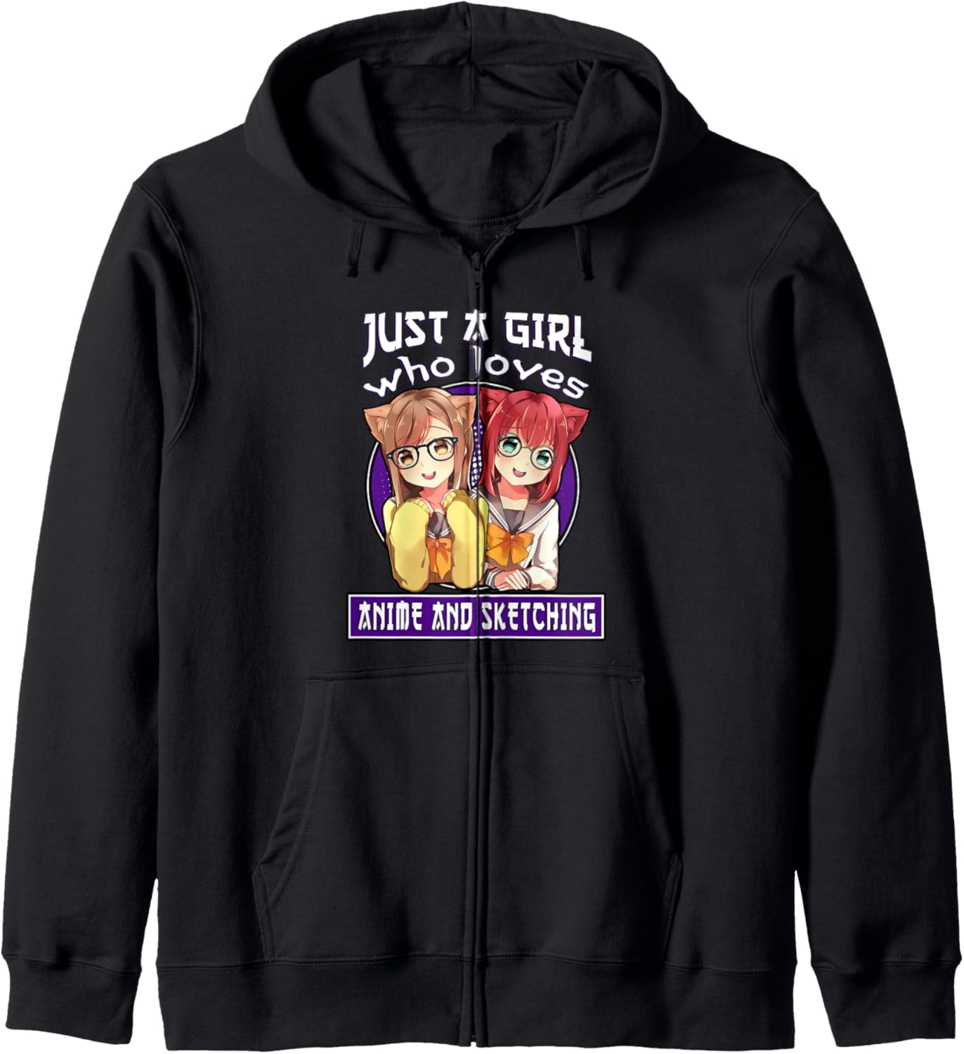Anime Shirts For Teen Girls Girl Who Loves Anime Sketching Zip Hoodie