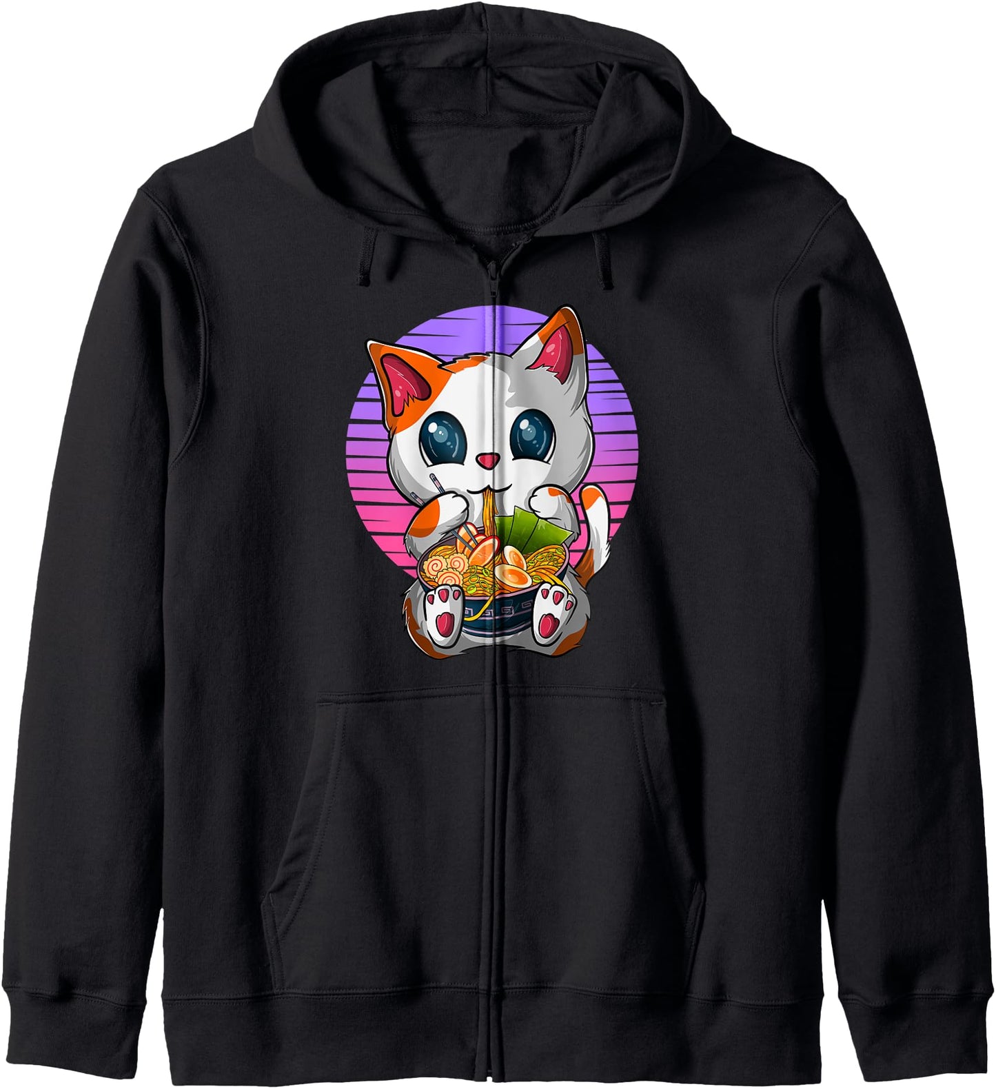 Kawaii Ramen Cat, Japanese Neko Noodle Funny Anime Cat Hoodie