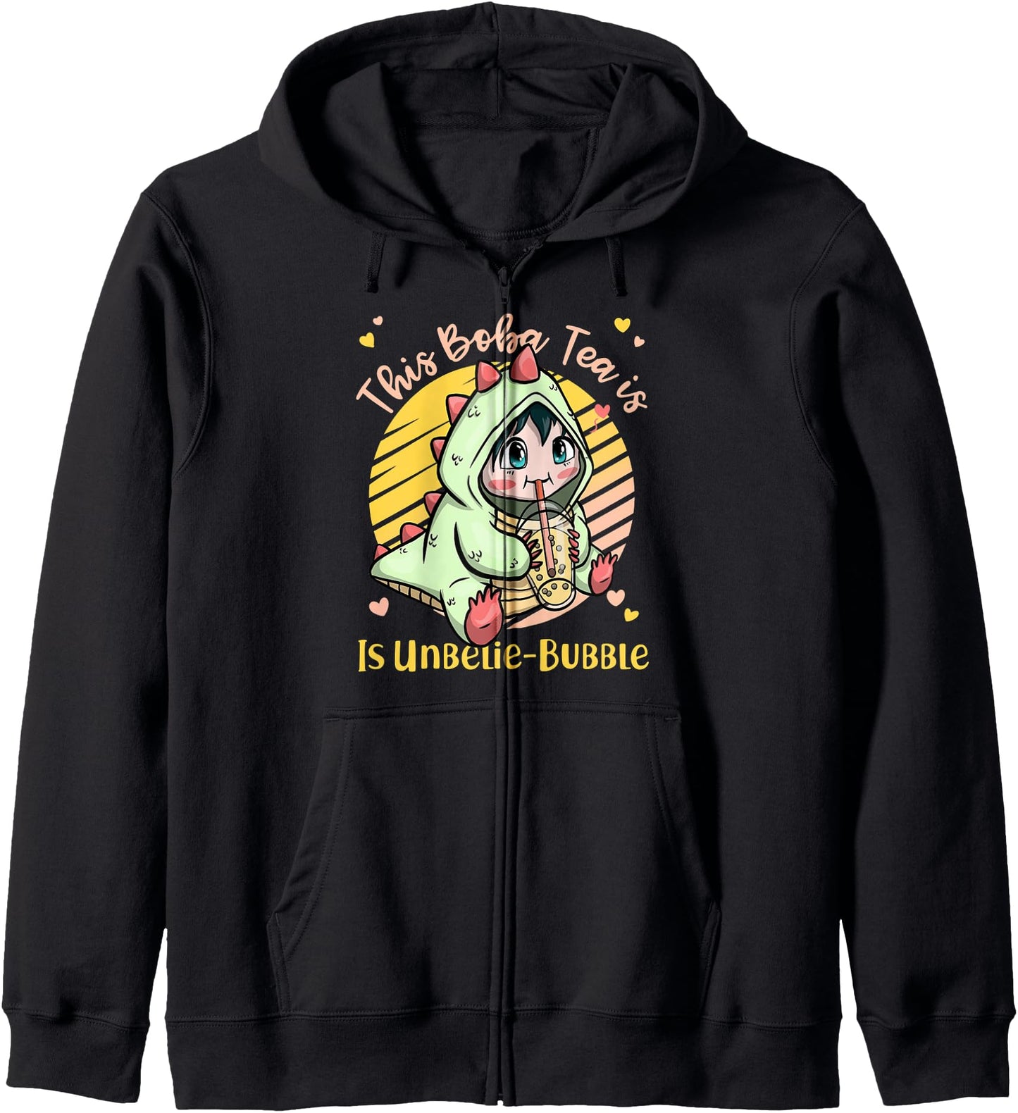 This Boba Tea is Unbelievable Dinosaur Kid Teen Anime Gift Hoodie