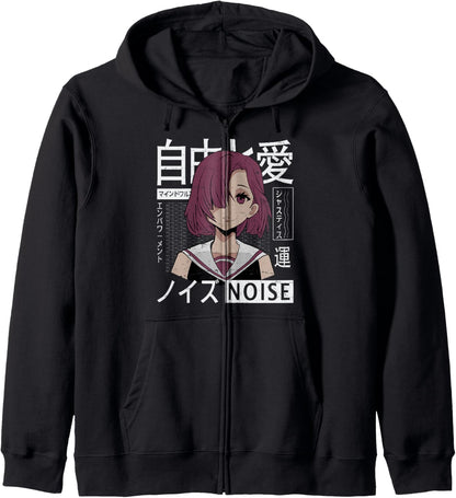 Vaporwave - Kawaii Aesthetic - Japanese Korean - Anime Girl Zip Hoodie