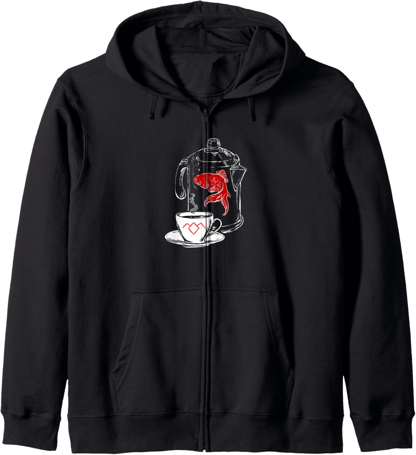 Twin Peaks Coffee Cup And Fish Outlines Zip Hoodie