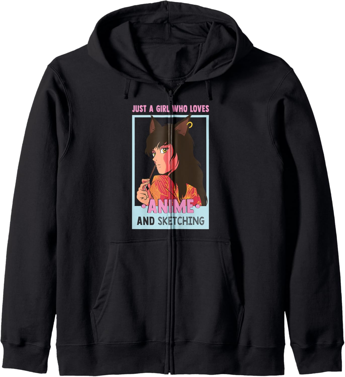 Just A Girl Who Loves Anime And Sketching - Otaku Anime Girl Zip Hoodie