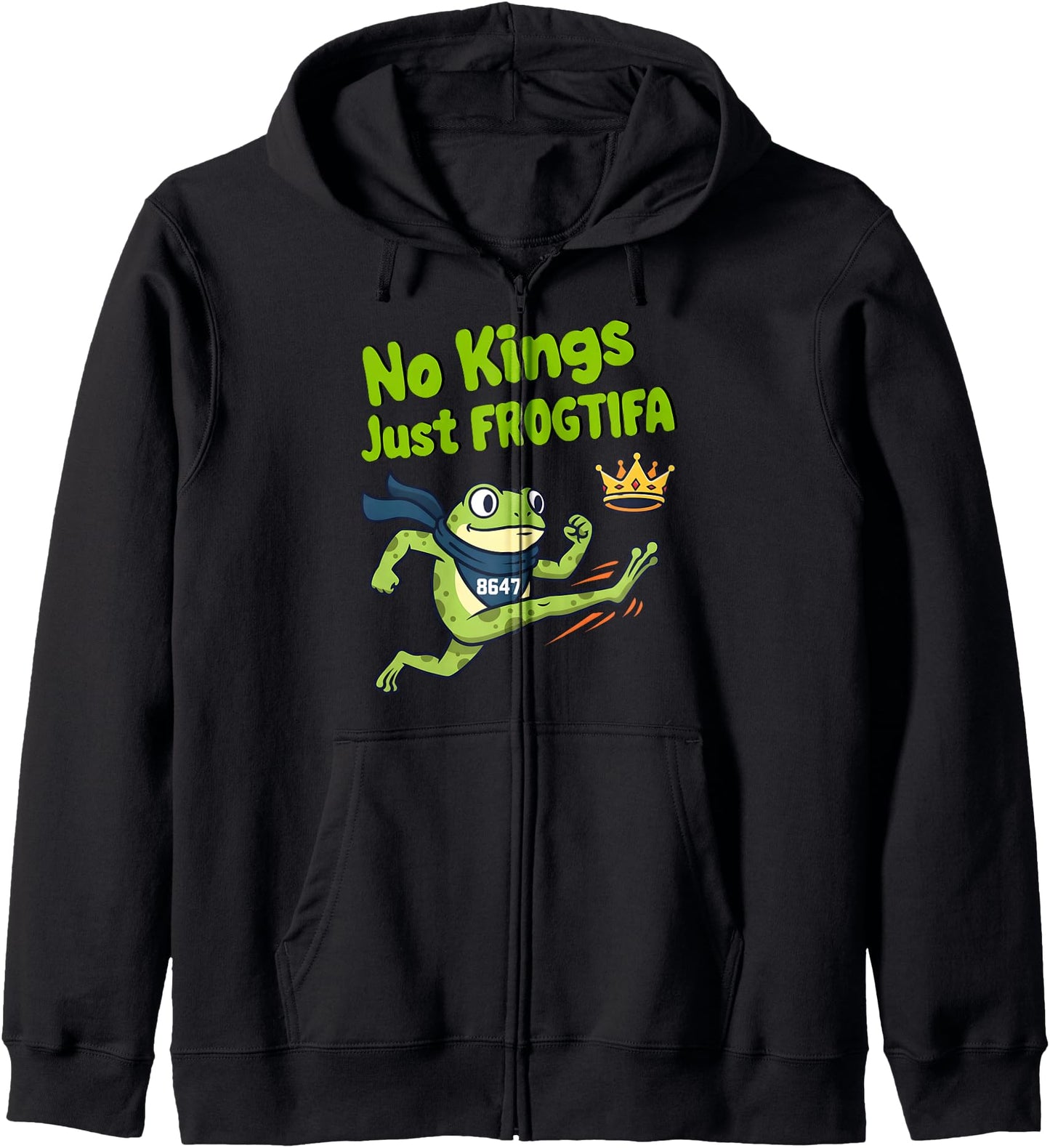 Portland Frog No Kings Just FROGTIFA 8647 NOPE Crown Funny Zip Hoodie