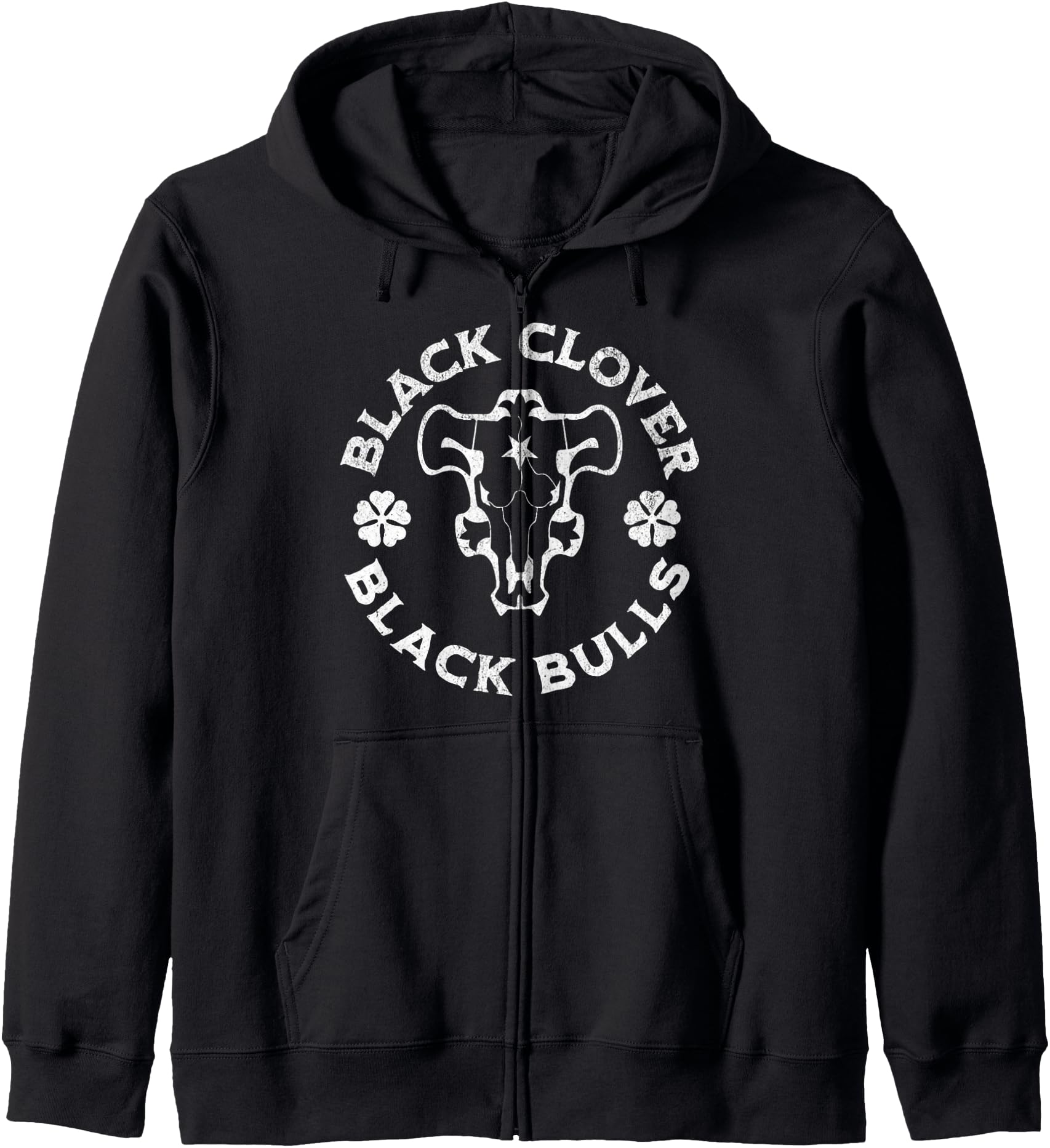 Distressed Black Anime Clover Black Bulls Hoodie
