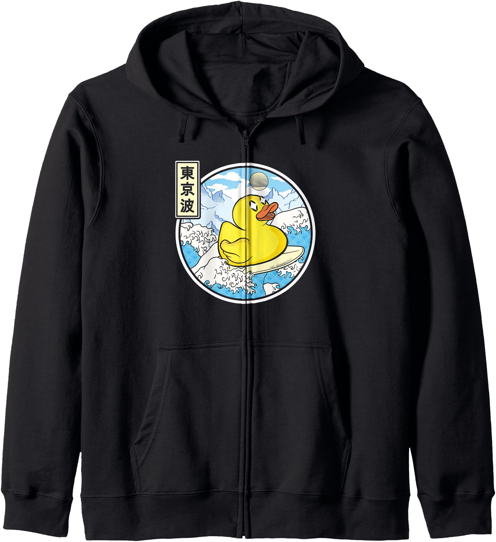 Surfing Rubber Duck In Japanese Waves Kawaii Vaporwave Anime Hoodie